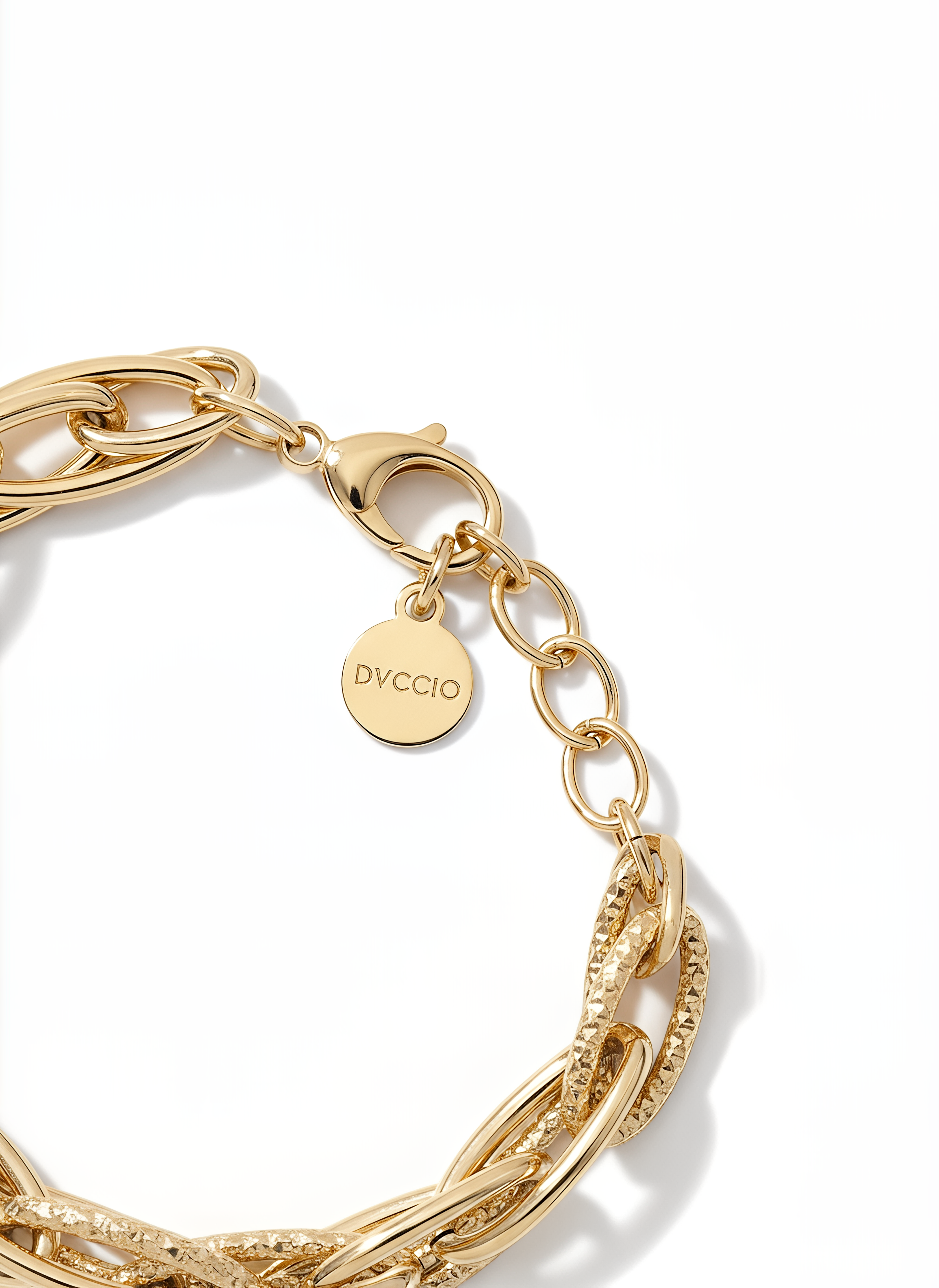 Bracciale a Maglie Ovali Alternate Dubai Argento 925 Placcata Oro 24KT