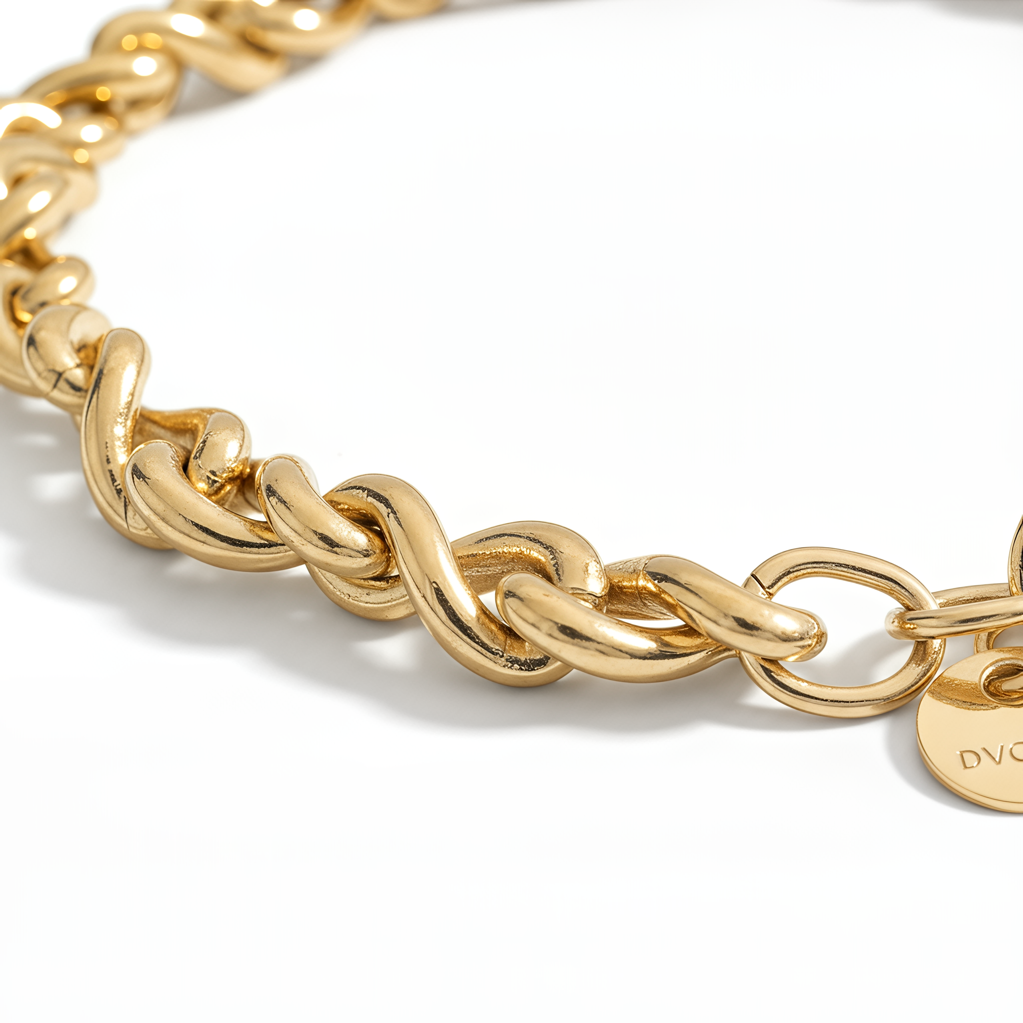 Bracciale a Catena Intrecciata Dubai Argento 925 Placcata Oro 24KT