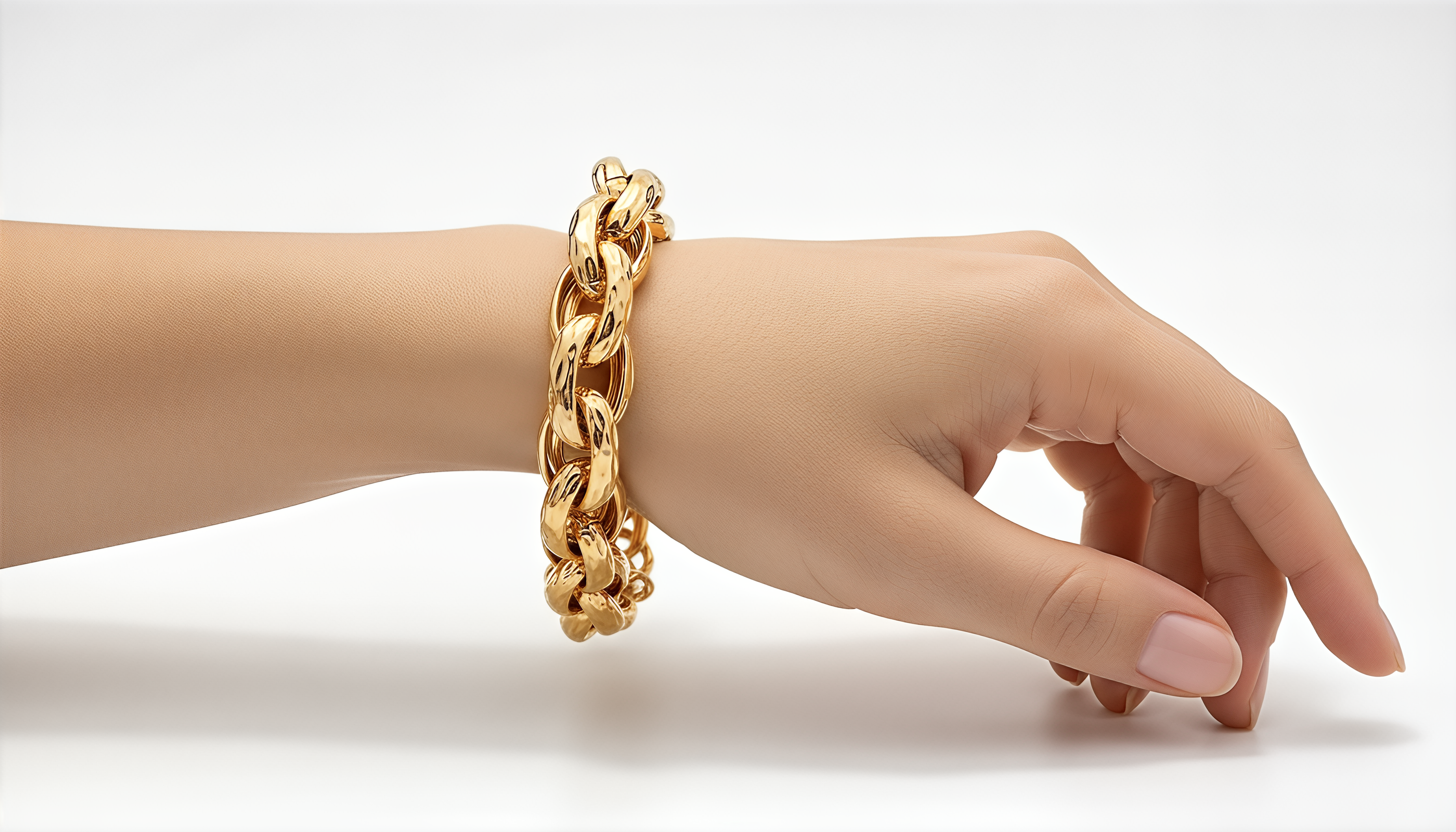 Bracciale Catena Intrecciata in Argento 925 Laminato Oro 24KT