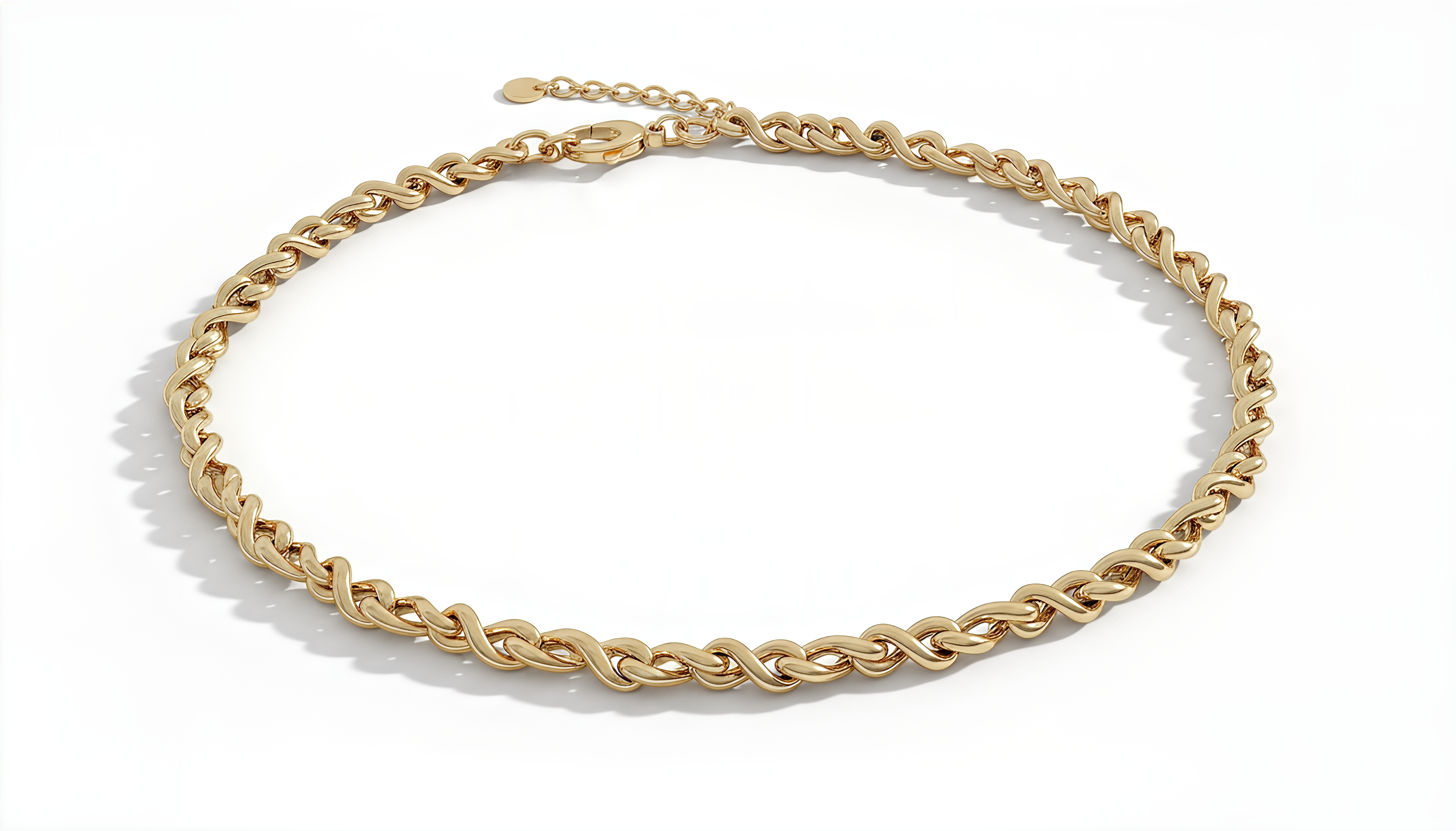 Collana a Maglia Intrecciata Dubai Argento 925 Placcata Oro 24KT