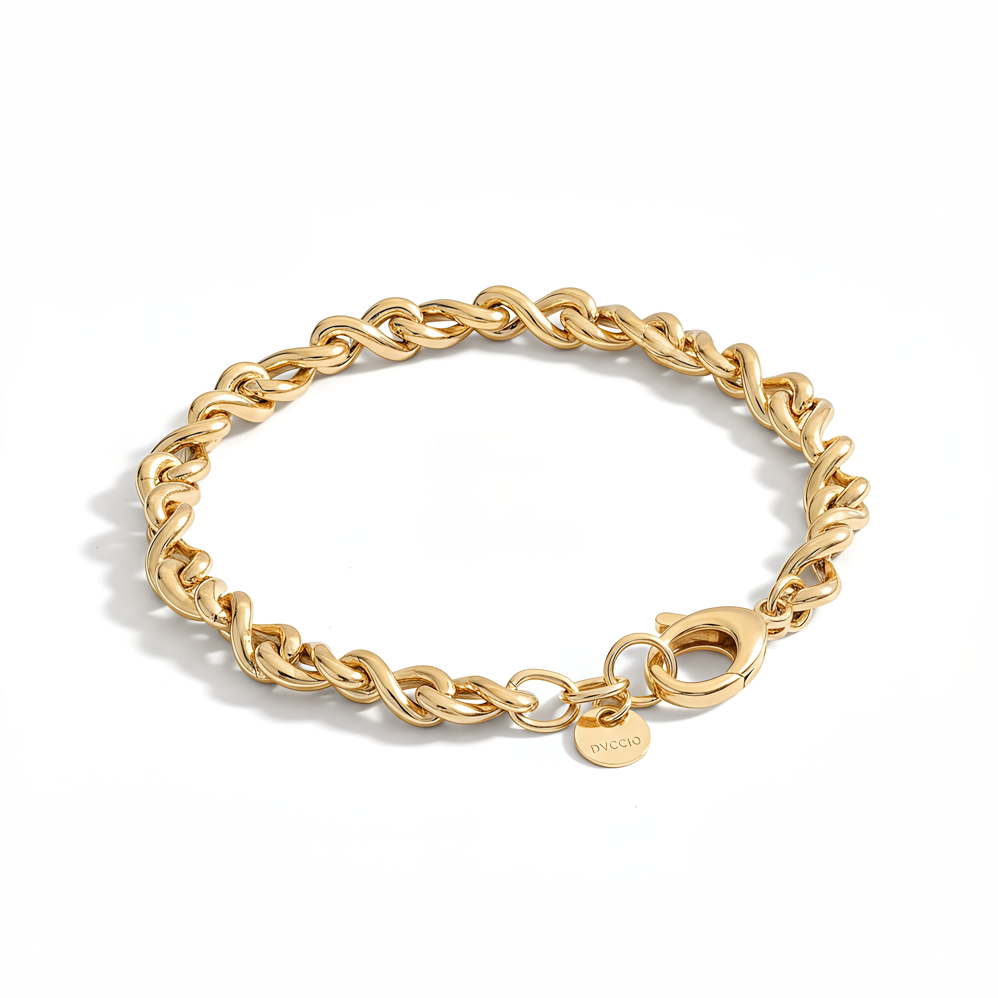 Bracciale a Catena Intrecciata DVCCIO in Argento 925 Laminato Oro 24KT