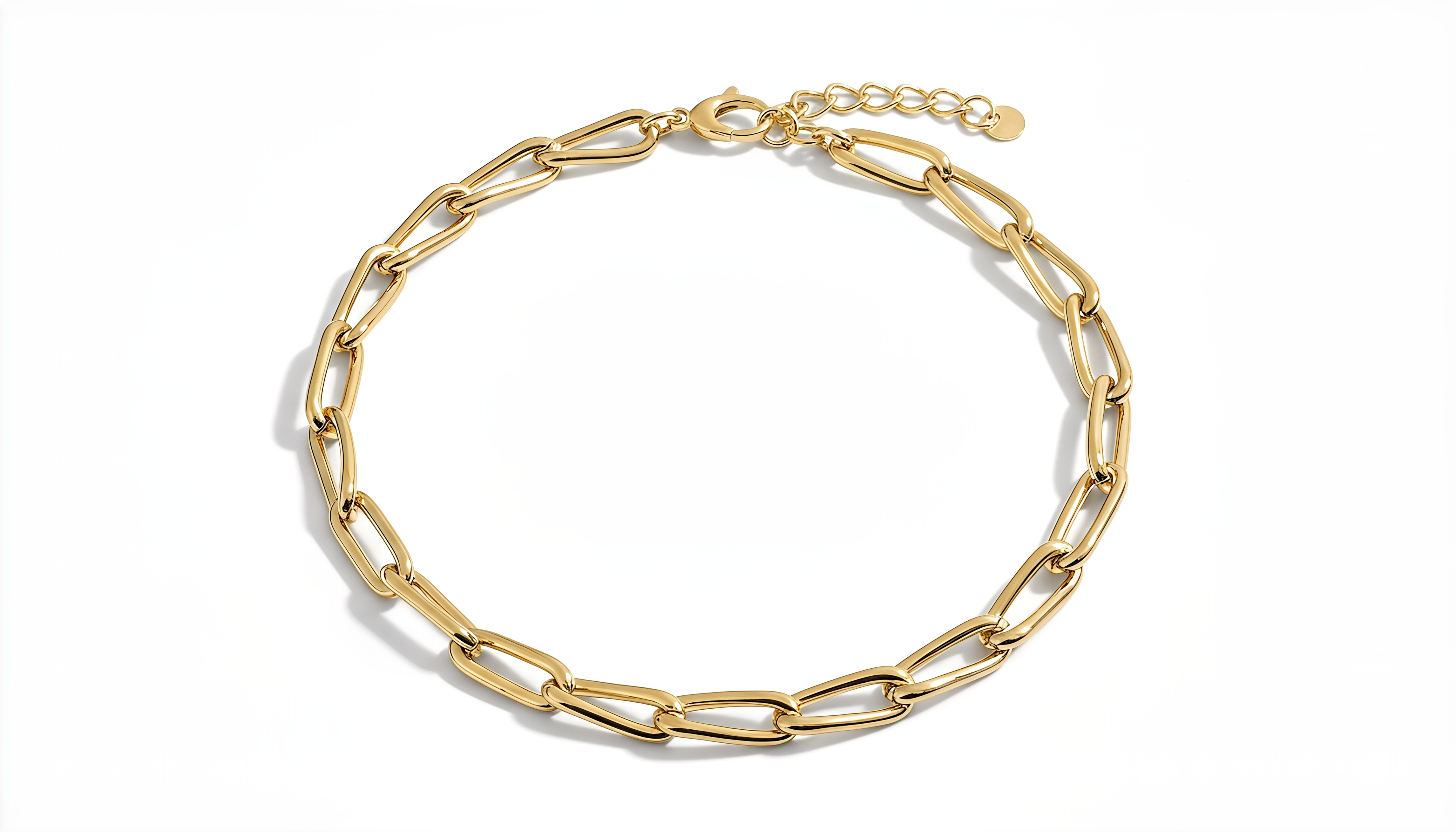 24KT Gold Plated 925 Silver Dubai Oval Chain Necklace