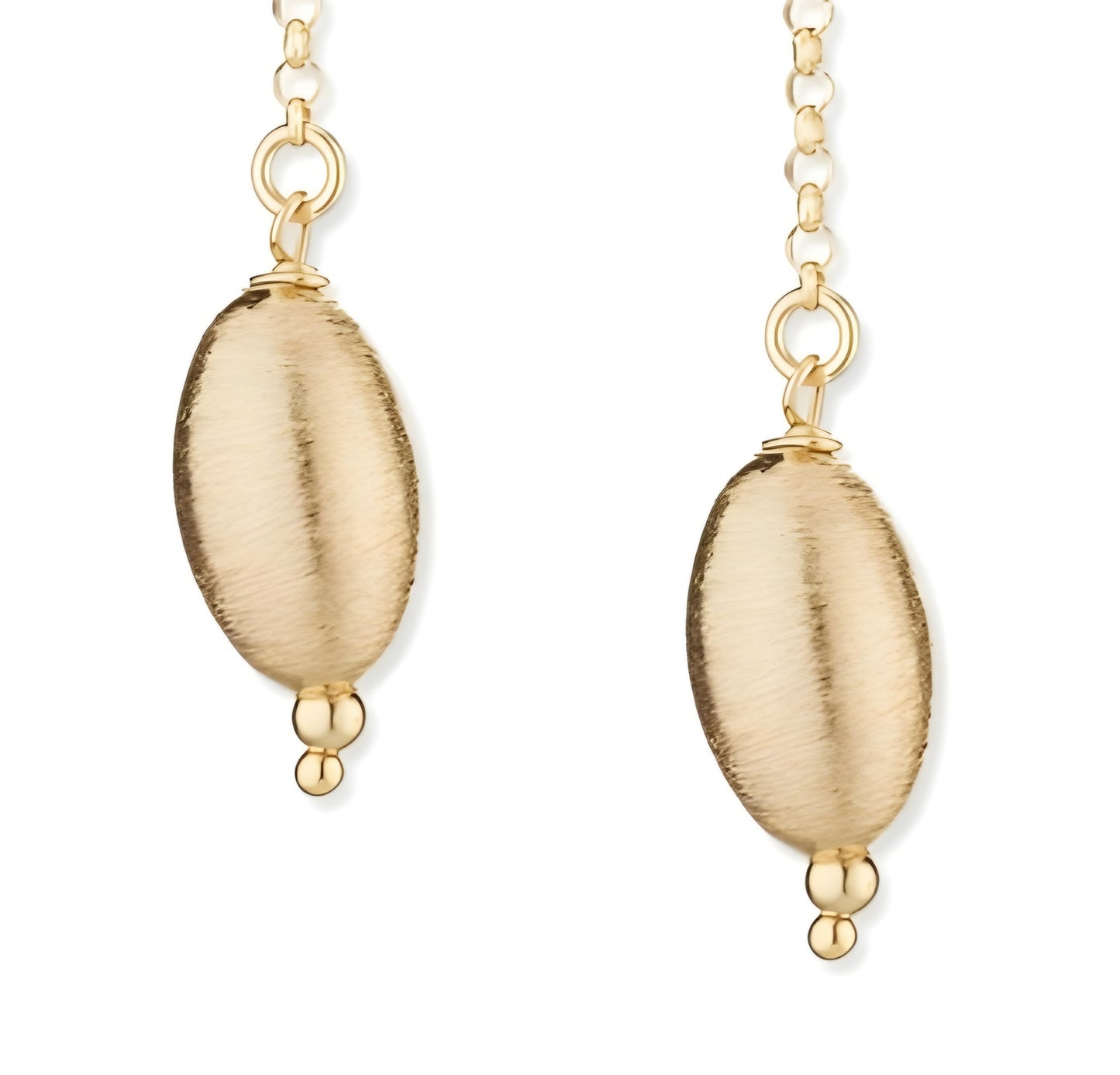 Orecchino Pendente in Argento 925 Placcato Oro 24KT con Sfere Ovali Setate - Collezione SABA