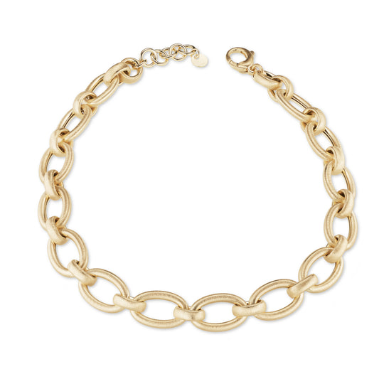Collana Divina in Argento 925 Laminato Oro 24KT con Maglie Satinate