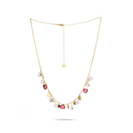 Collana Capri in Argento 925 e Oro 24KT con Cristalli e Inserti a Goccia