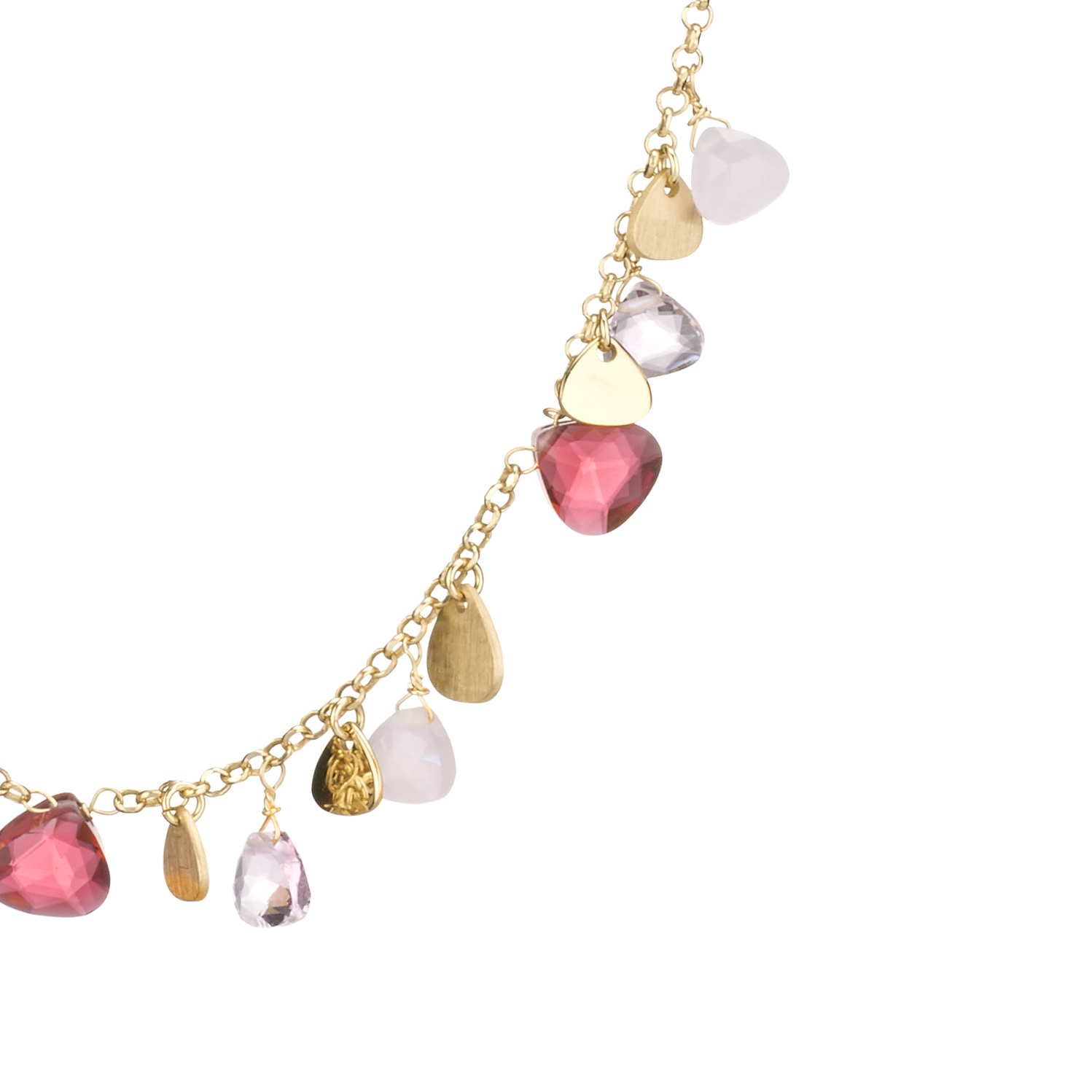 Capri Necklace 925 Silver Plated 24KT Gold Natural Drop Crystals