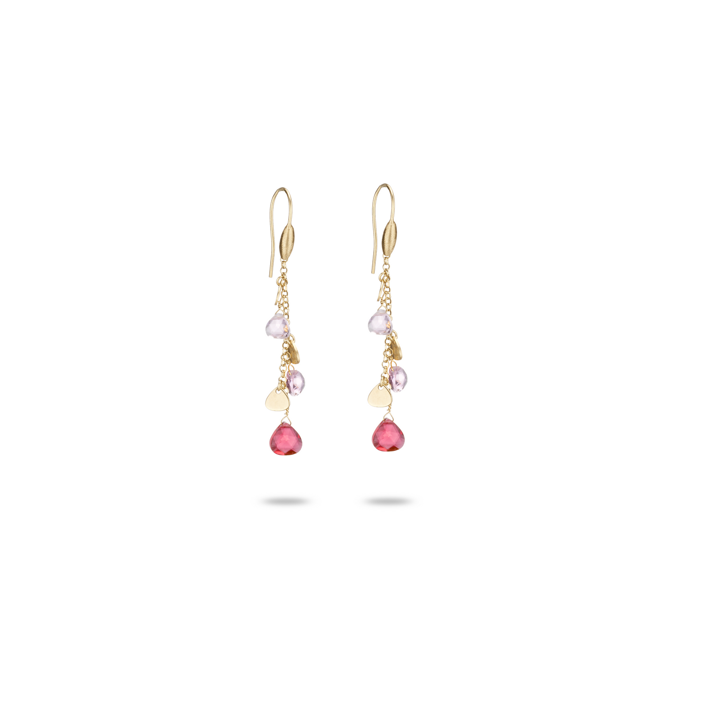 Orecchini Capri in Argento 925 Laminato Oro 24KT con Cristalli Naturali e Inserti a Goccia