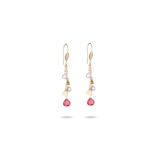 Orecchini Capri in Argento 925 Laminato Oro 24KT con Cristalli Naturali e Inserti a Goccia
