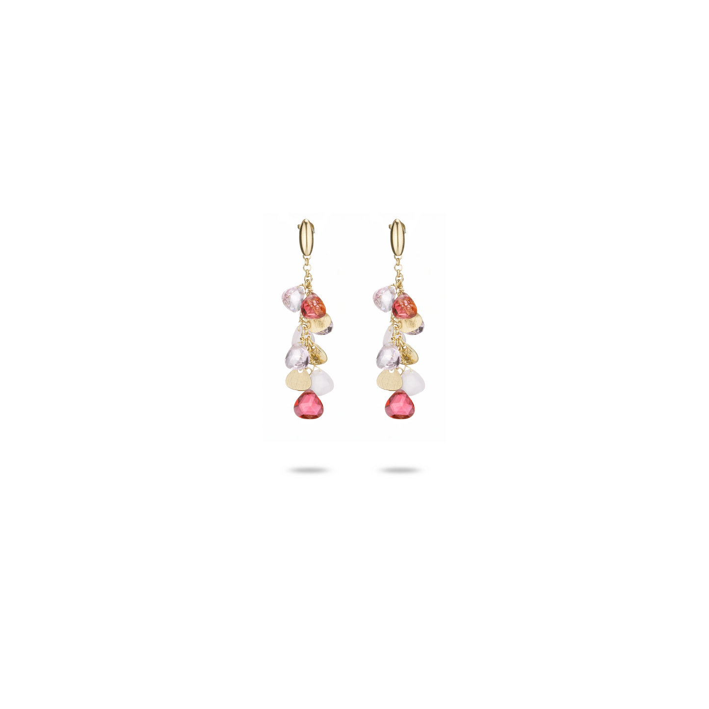 Orecchini Capri in Argento 925 Oro 24kt con cristalli rosa e inserti