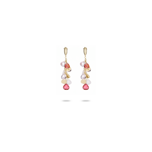 Orecchini Capri in Argento 925 Oro 24kt con cristalli rosa e inserti