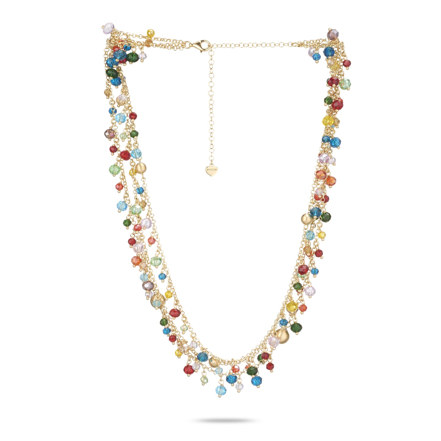 Collana Statement Formentera in Argento 925 Laminato in Oro 24KT con Cristalli Naturali Multicolor