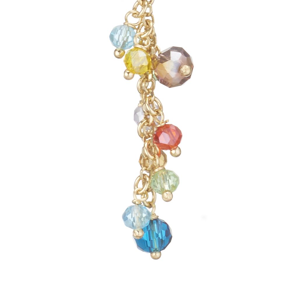 Orecchini Formentera Pendenti con Catena in Argento 925 Laminato in Oro 24KT e Cristalli Naturali