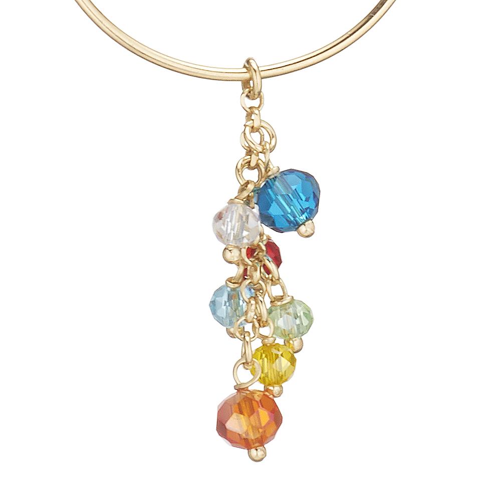 Formentera Hoop Earrings in 925 Silver Laminated in 24KT Gold with Natural Blue Crystals and Amber