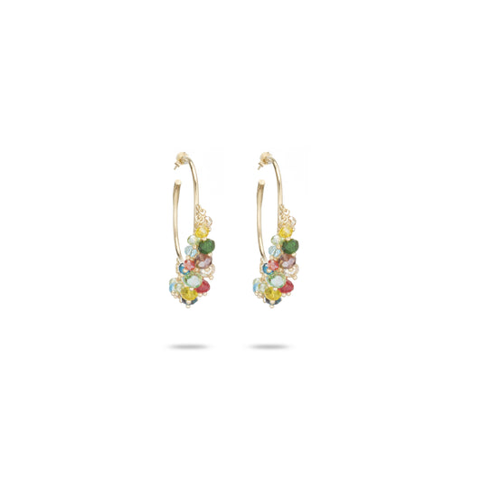 Orecchini Formentera in Argento 925 Laminato in Oro 24KT con Cristalli Naturali Multicolor