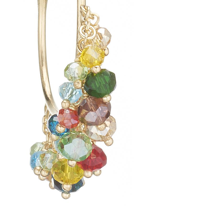 Orecchini Formentera in Argento 925 Laminato in Oro 24KT con Cristalli Naturali Multicolor