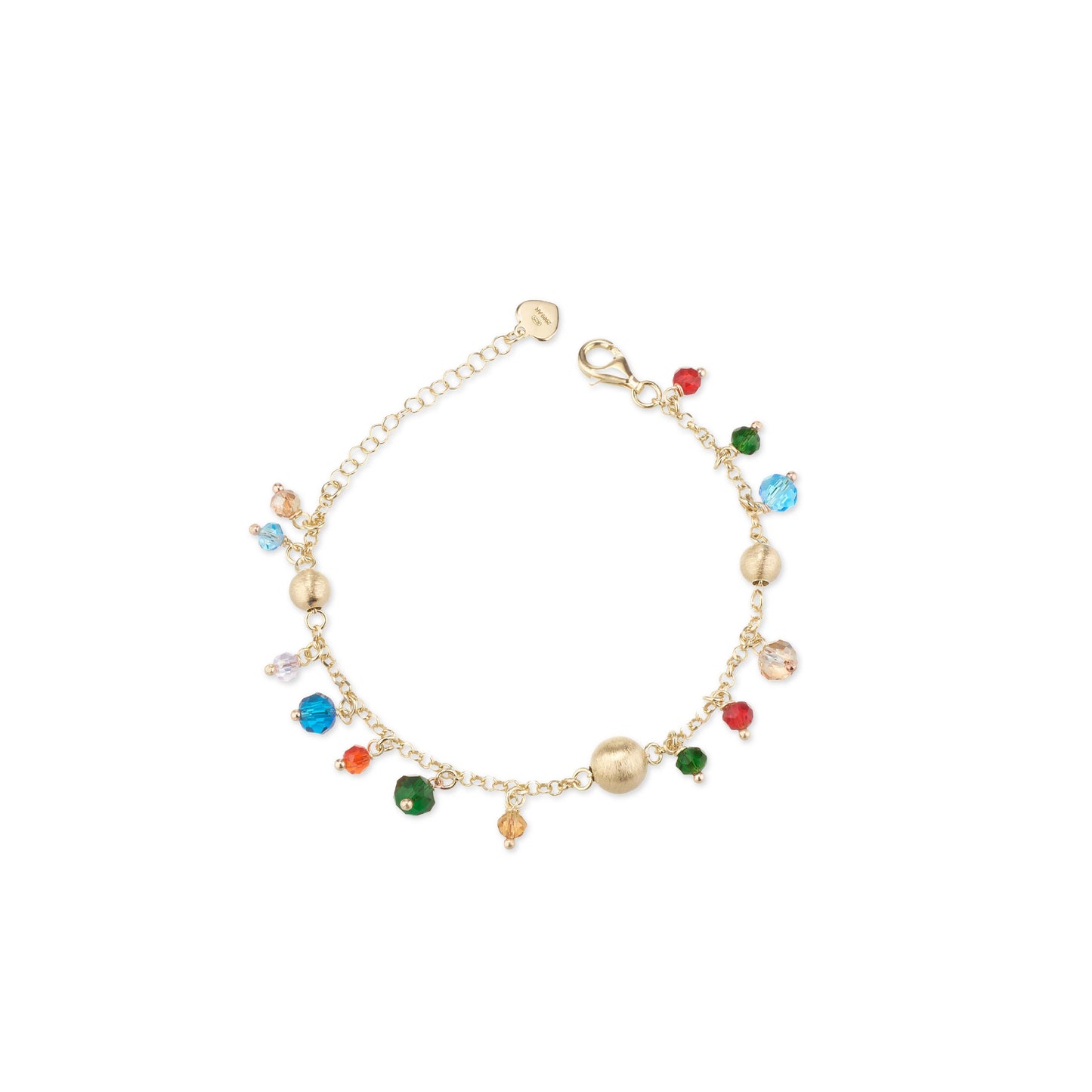 Bracciale Formentera in Argento 925 Laminato in Oro 24KT con Charms Colorati