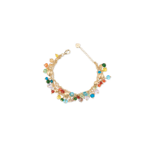 Bracciale Formentera in Argento 925 Laminato in Oro 24KT con Cristalli Naturali Multicolor