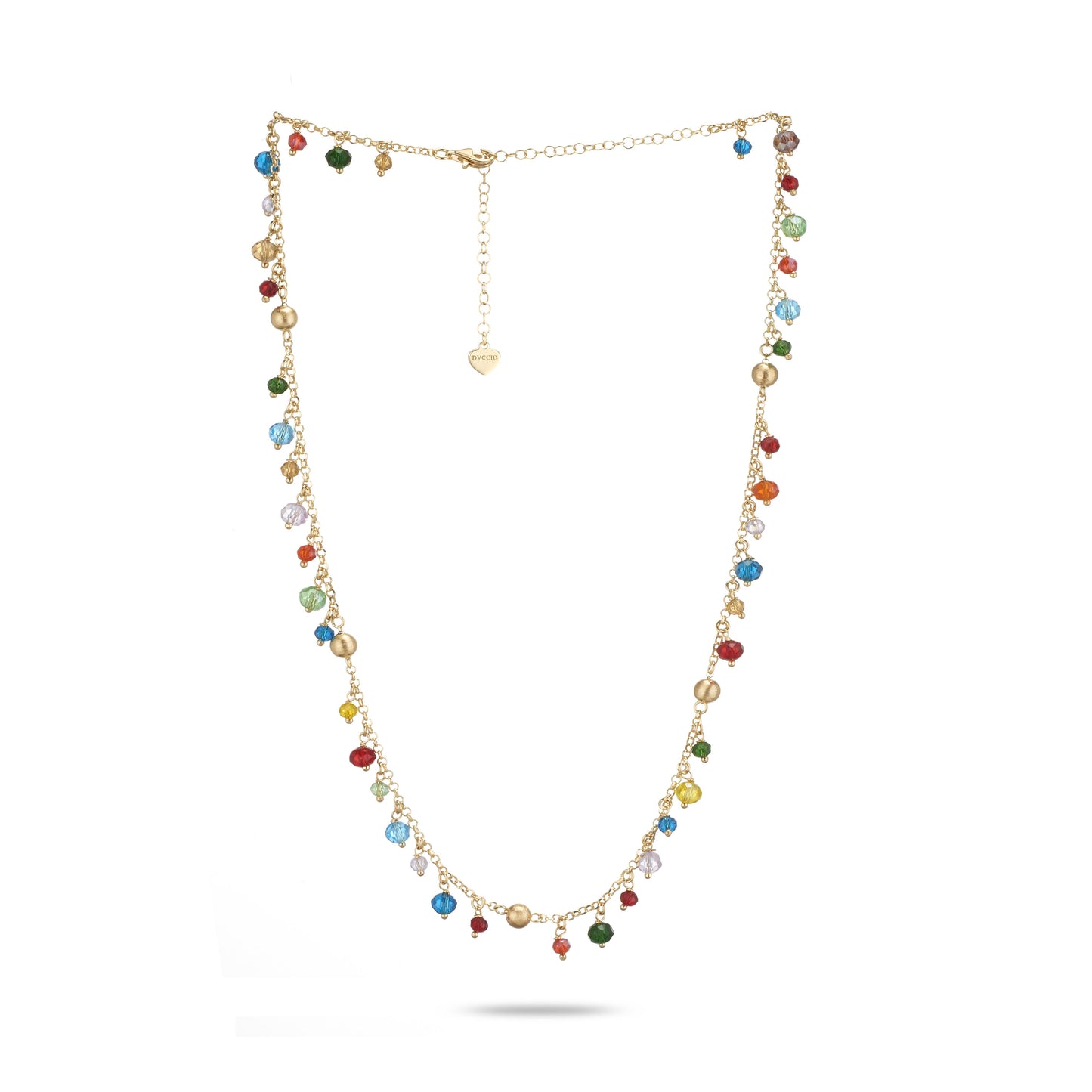 Collana Formentera in Argento 925 Laminato in Oro 24KT con Cristalli Naturali Colorati