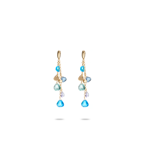 Orecchini Capri in Argento 925 Oro 24KT con Cristalli Azzurri a Goccia