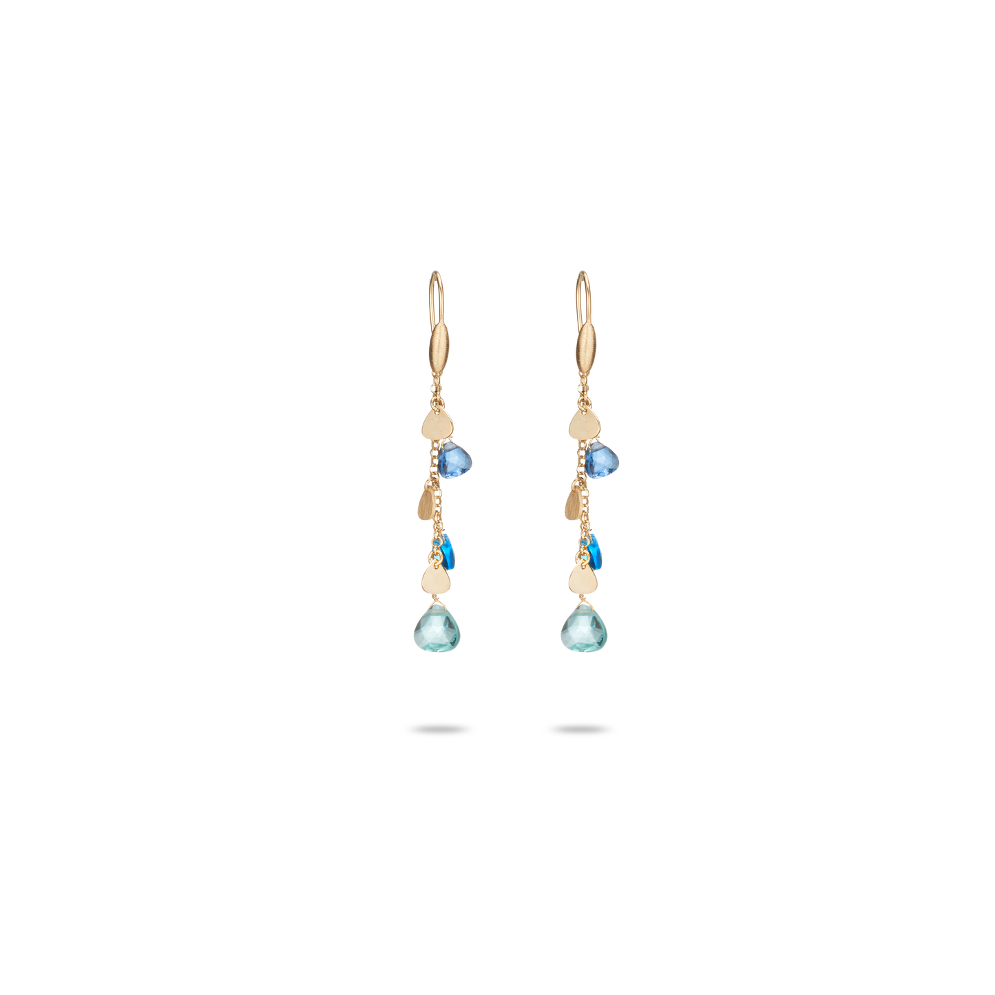 Orecchini Capri  in Argento 925 Laminato in Oro Puro 24kt con cristalli naturali e inserti in Argento a goccia