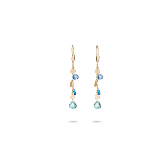 Orecchini Capri  in Argento 925 Laminato in Oro Puro 24kt con cristalli naturali e inserti in Argento a goccia