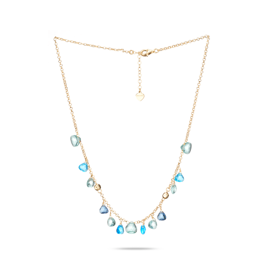 Collana Capri in Argento 925 Oro 24KT con Cristalli Topazio Azzurro