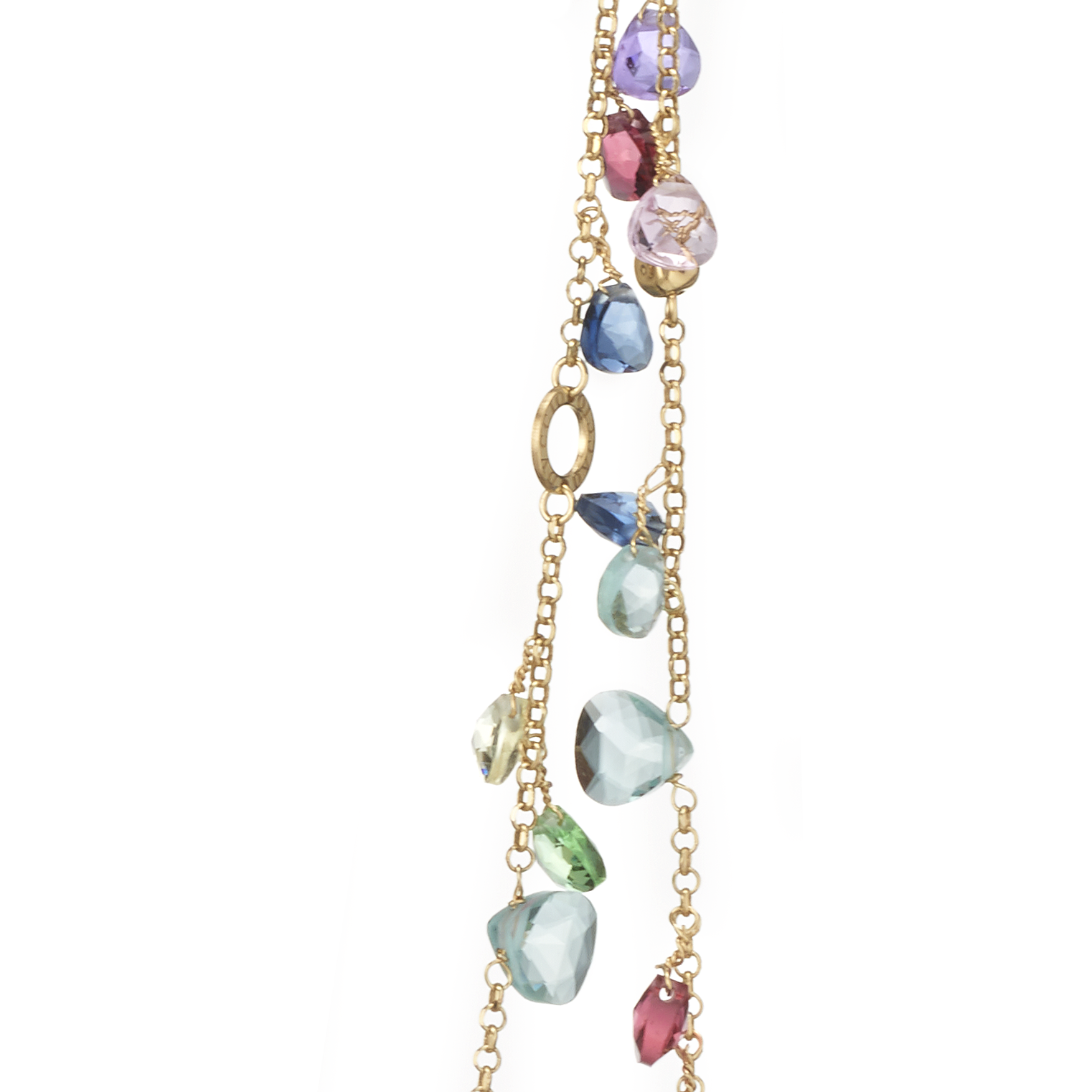 Positano Long Necklace 925 Silver 24KT Gold Plated Multicolor Crystals