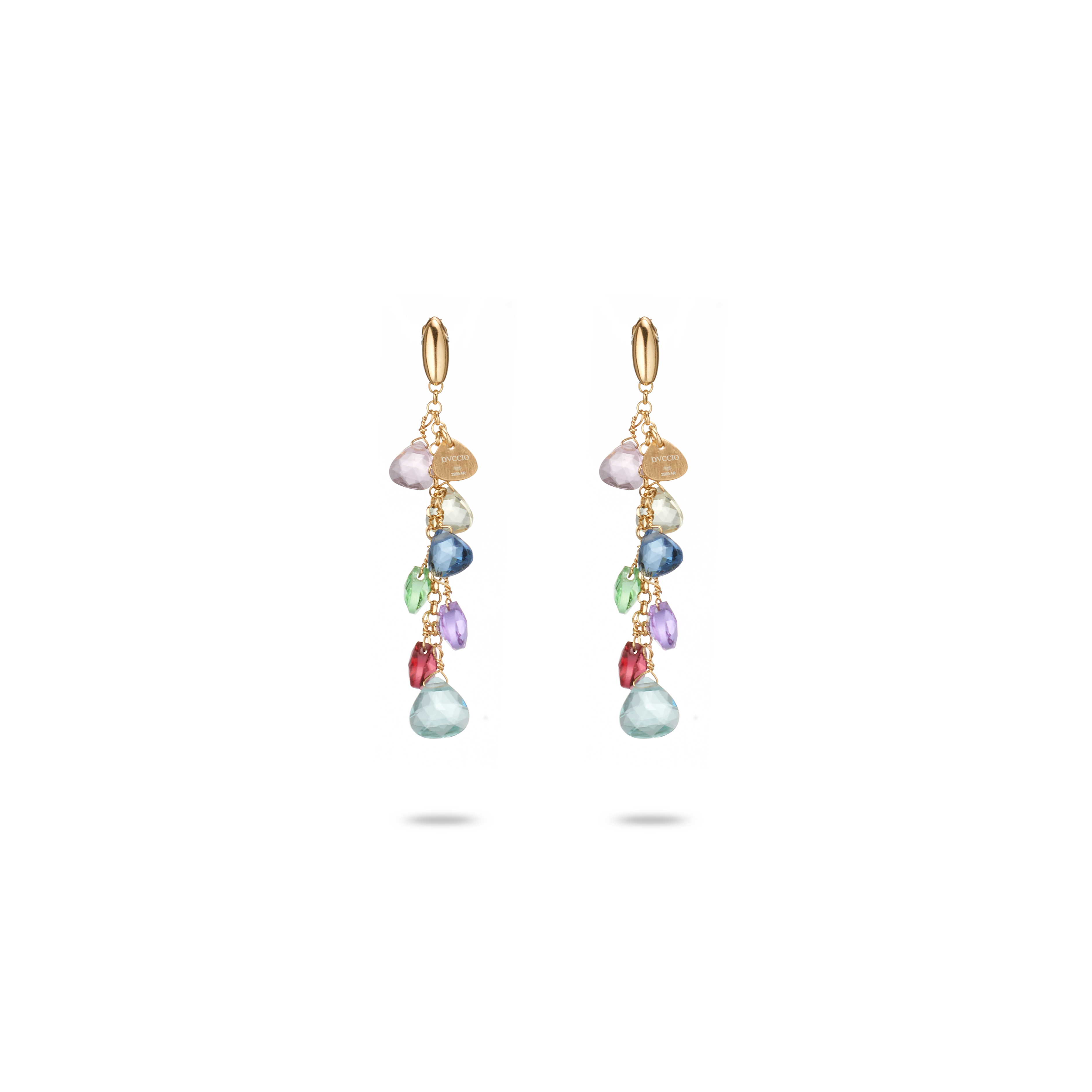 Positano Earrings 925 Silver Plated 24KT Gold Multicolor Crystals