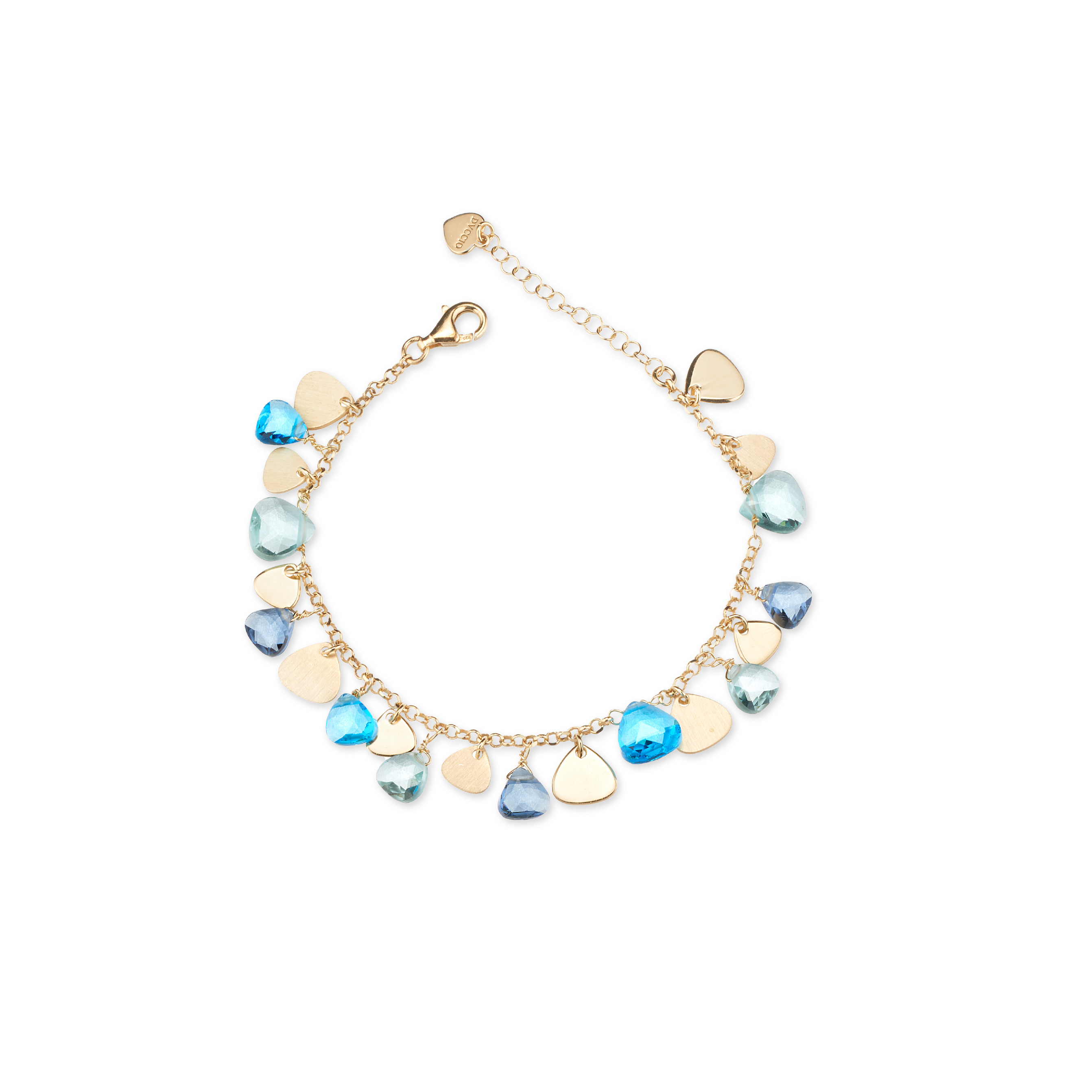 Capri Bracelet 925 Silver Plated 24KT Gold Natural Blue Crystals