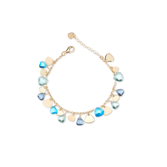 Bracciale Capri in Argento 925 Oro 24KT con Cristalli Azzurri Naturali