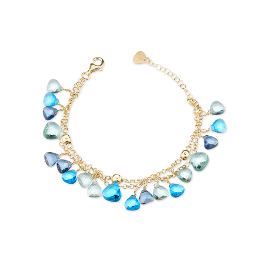 Bracciale Capri 2 Fili in Argento 925 Oro 24KT con Cristalli Naturali