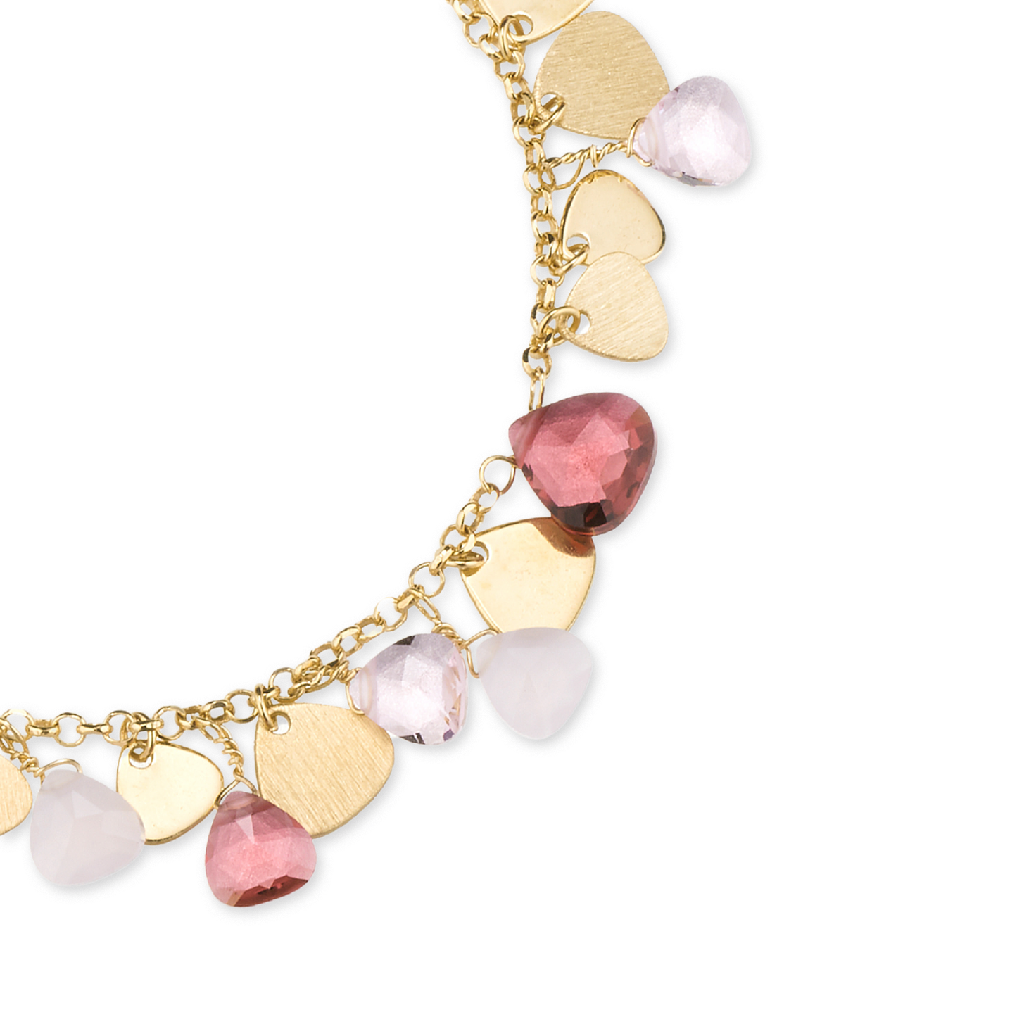 Bracciale Capri in Argento 925 Laminato in Oro Puro 24KT con Cristalli Naturali e Inserti in Argento