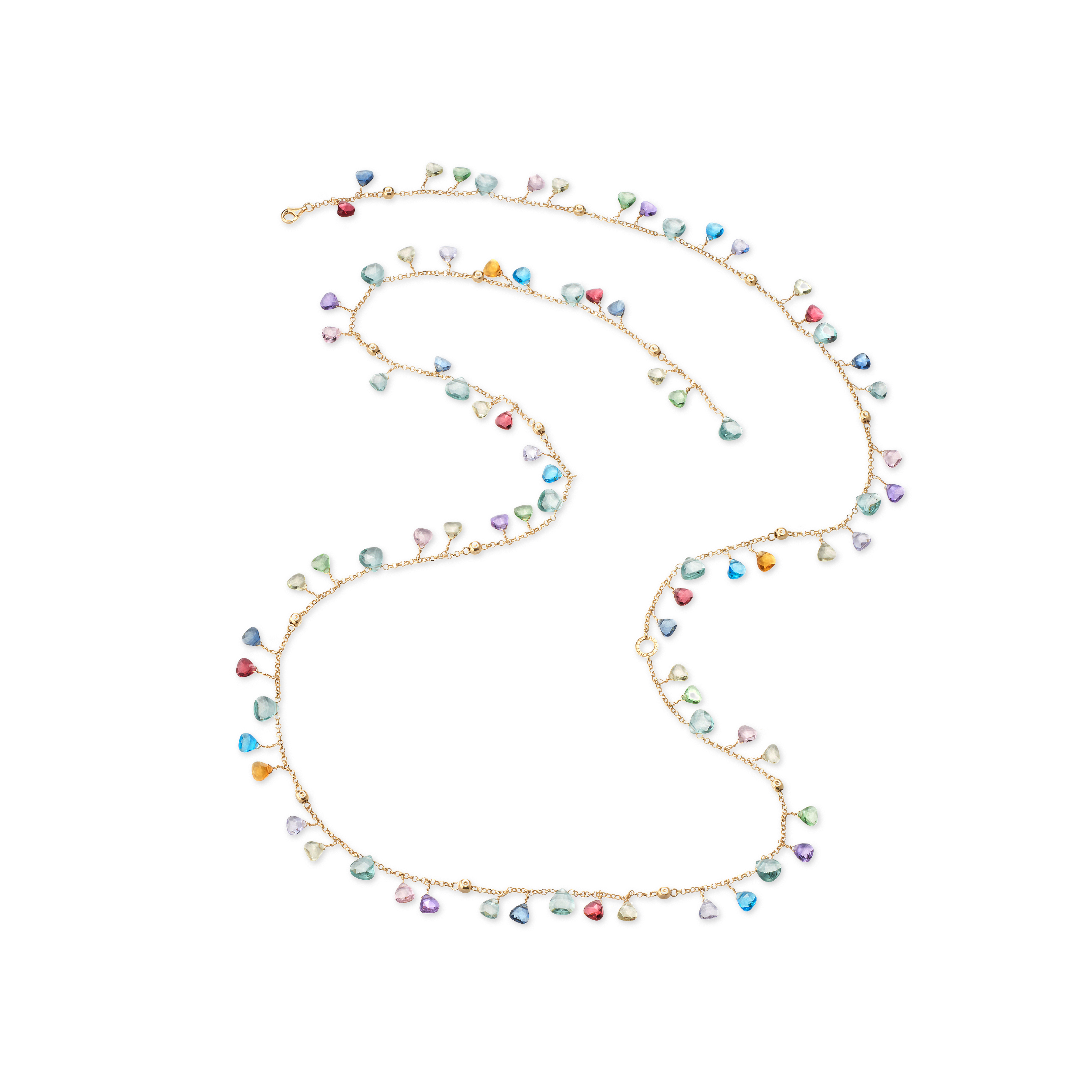 Collana Lunga Positano in Argento 925 Oro 24KT con Cristalli Multicolor