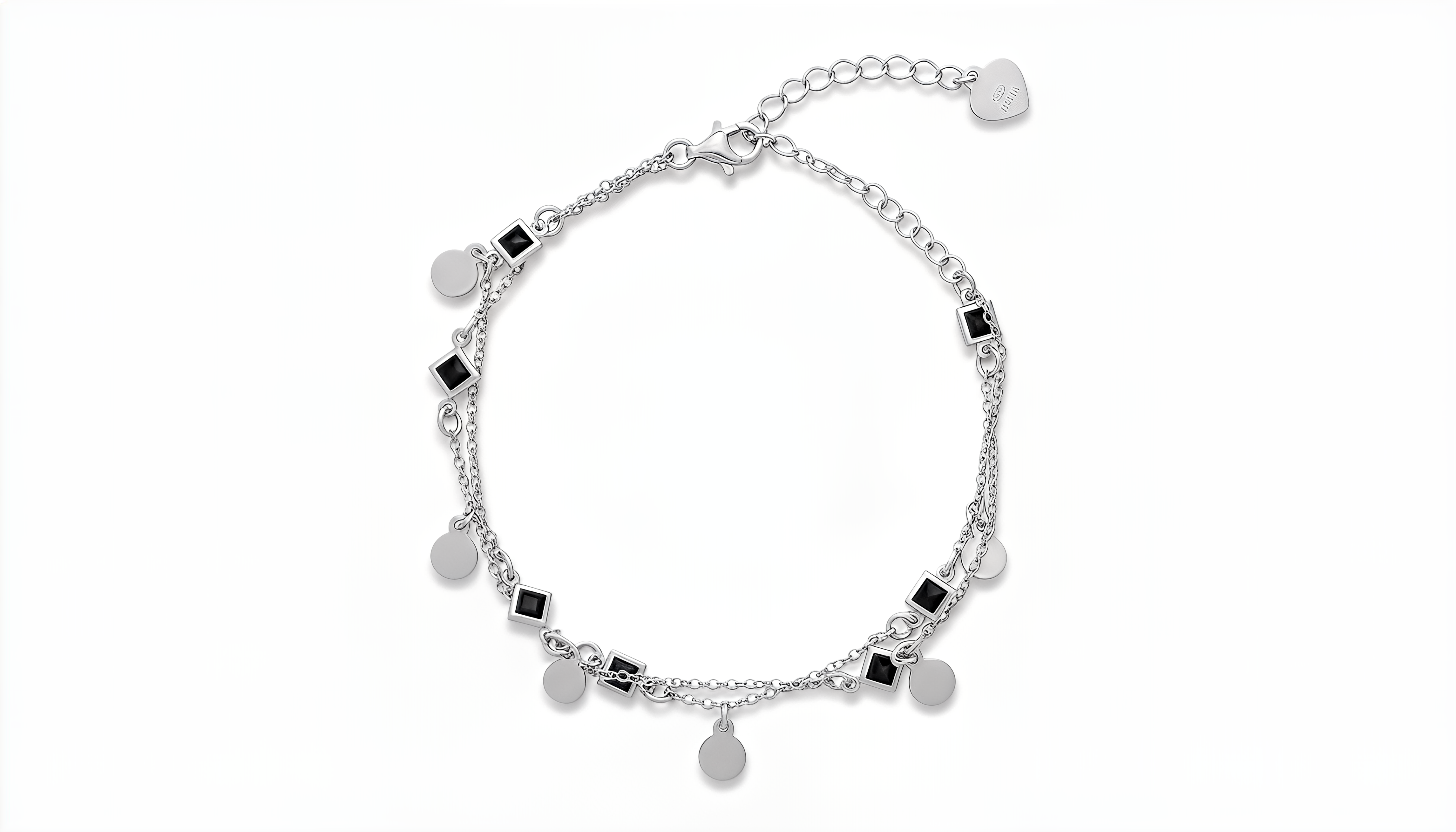 Bracciale Chérie Double Black Coin in Argento 925 Laminato Oro 24KT – DVCCIO