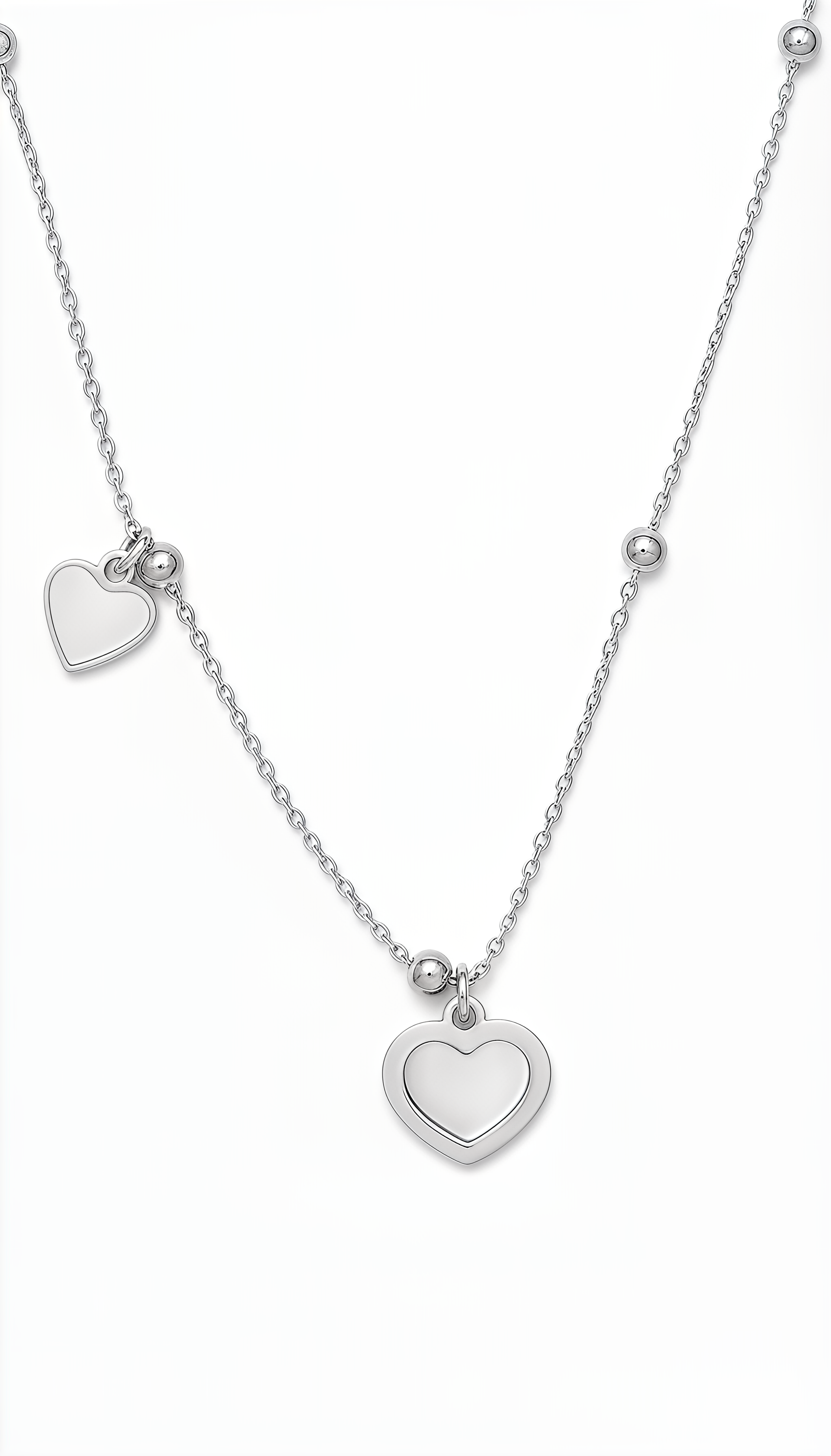 Long Heart Necklace in 925 Silver Laminated in 24KT Gold