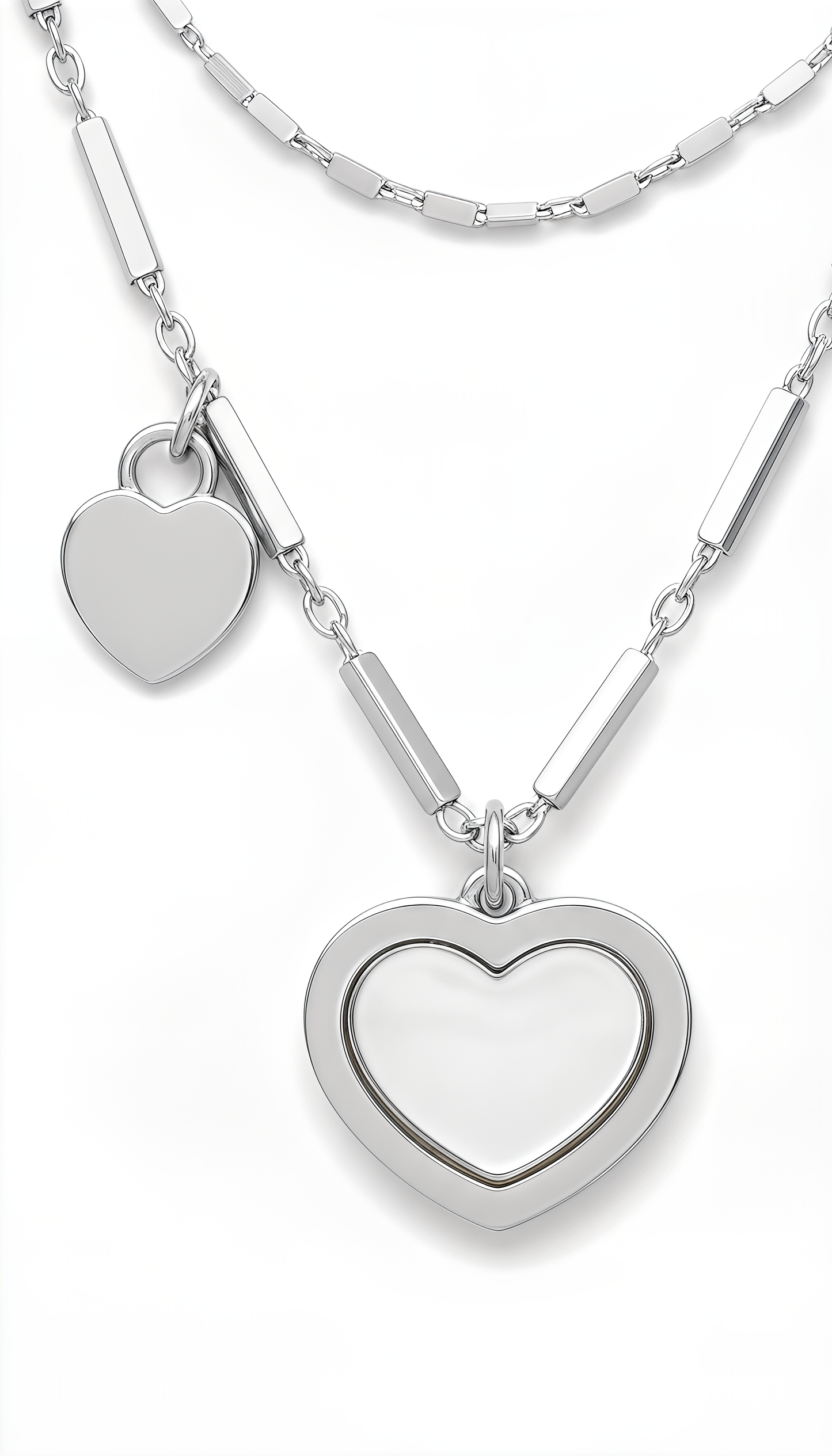 Collana Cuori Lunga in Argento 925 Laminato in Oro 24KT