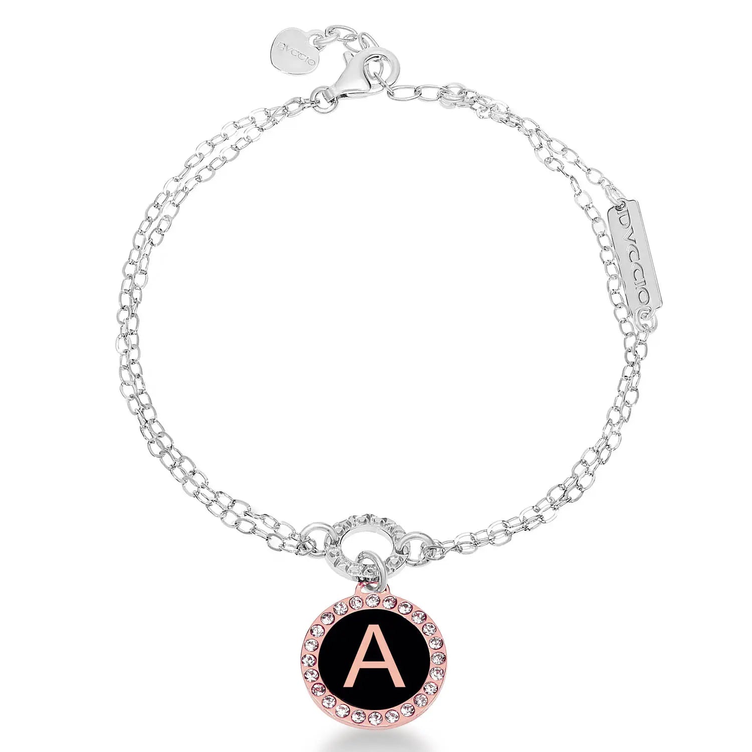 Bracciale regolabile lettera pendente nera