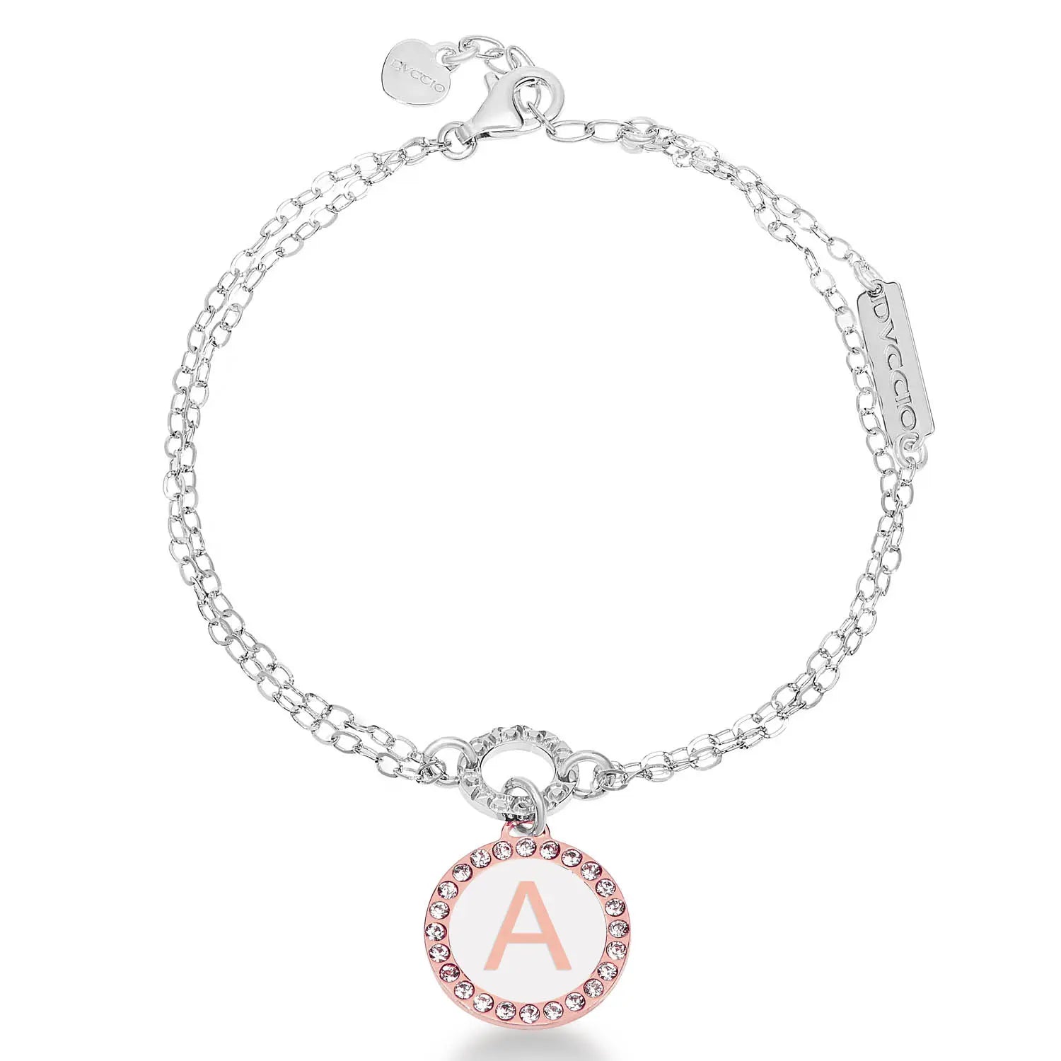 Bracciale regolabile lettera pendente bianca