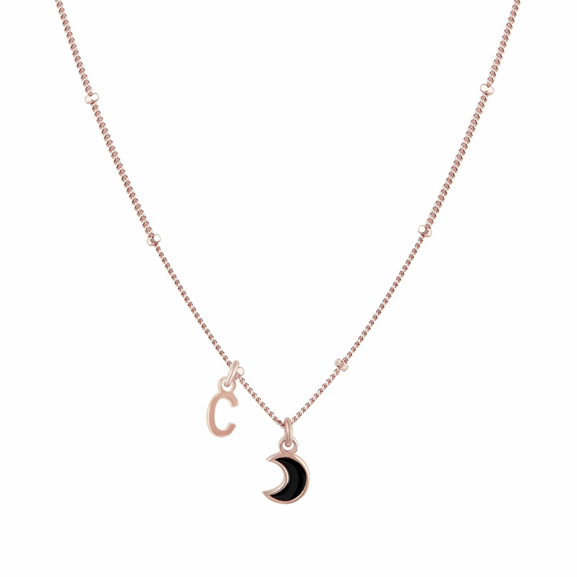 Collana Megghy con luna nera e lettera