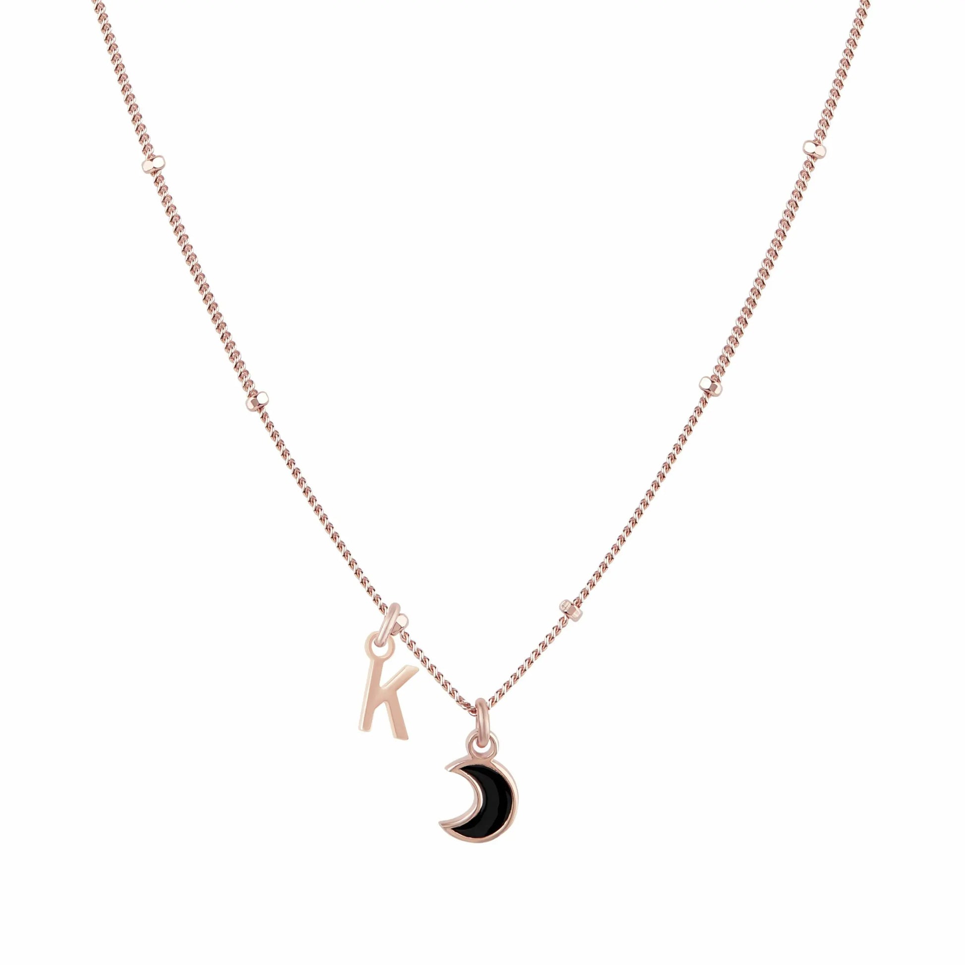 Collana Megghy con luna nera e lettera