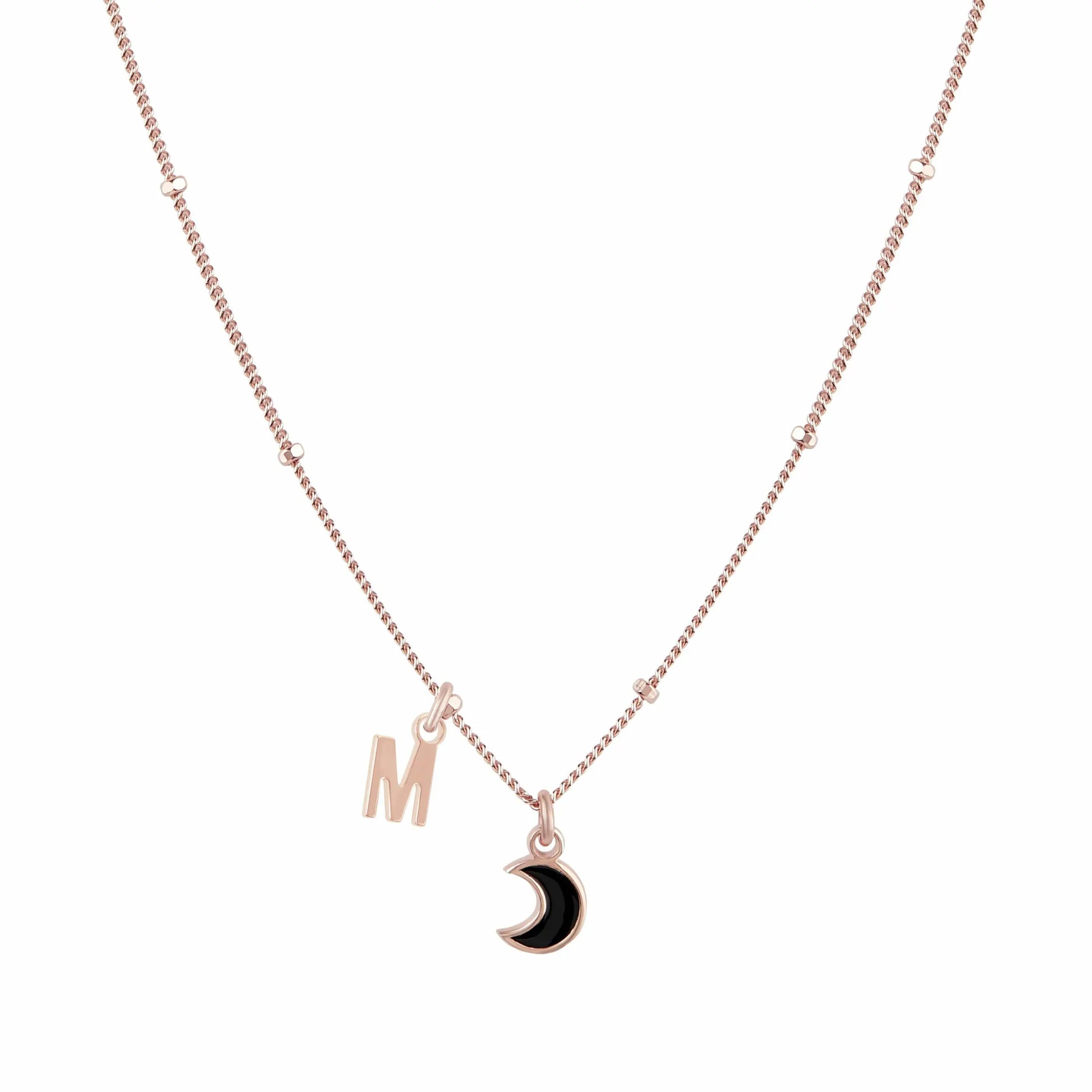 Collana Megghy con luna nera e lettera