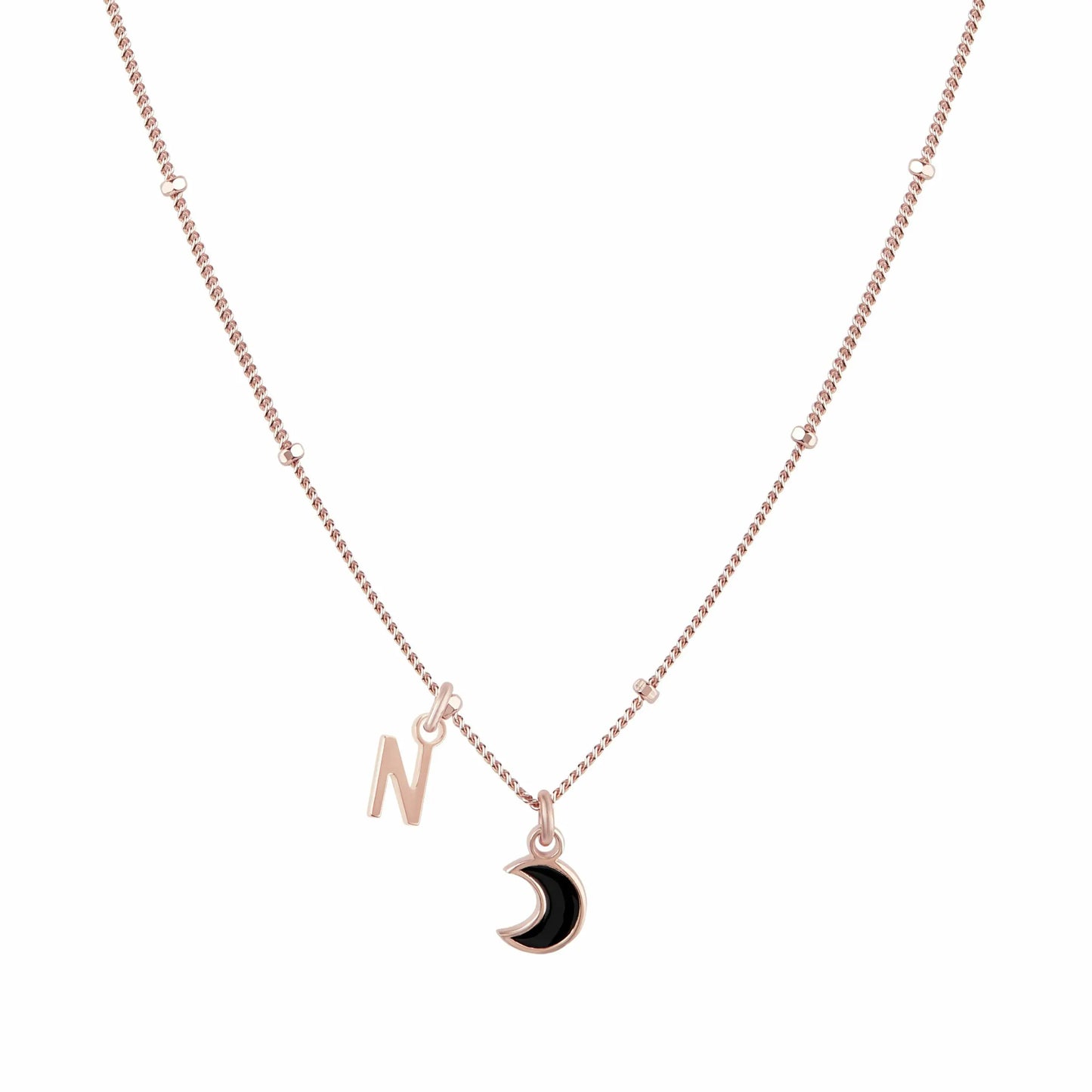 Collana Megghy con luna nera e lettera