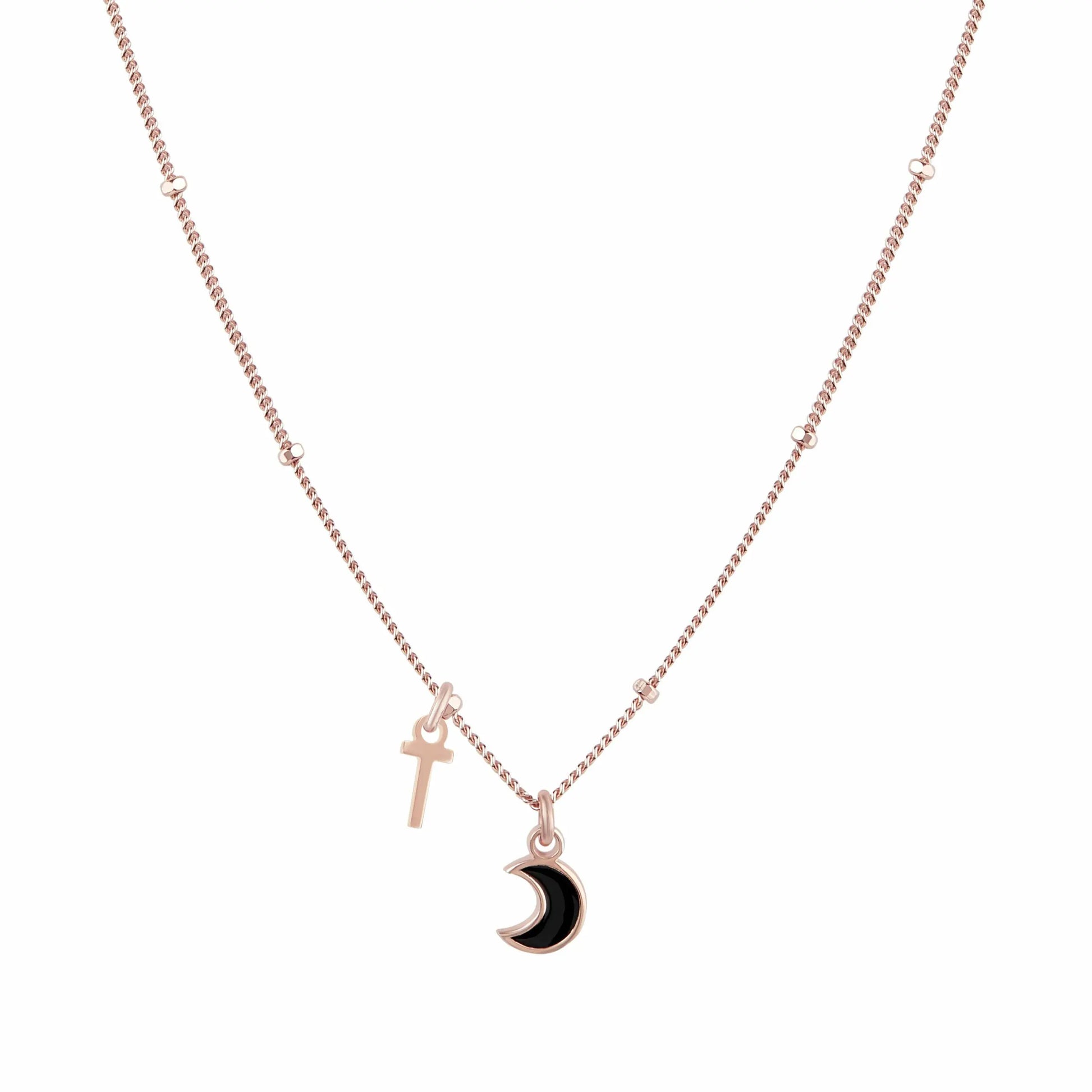 Collana Megghy con luna nera e lettera