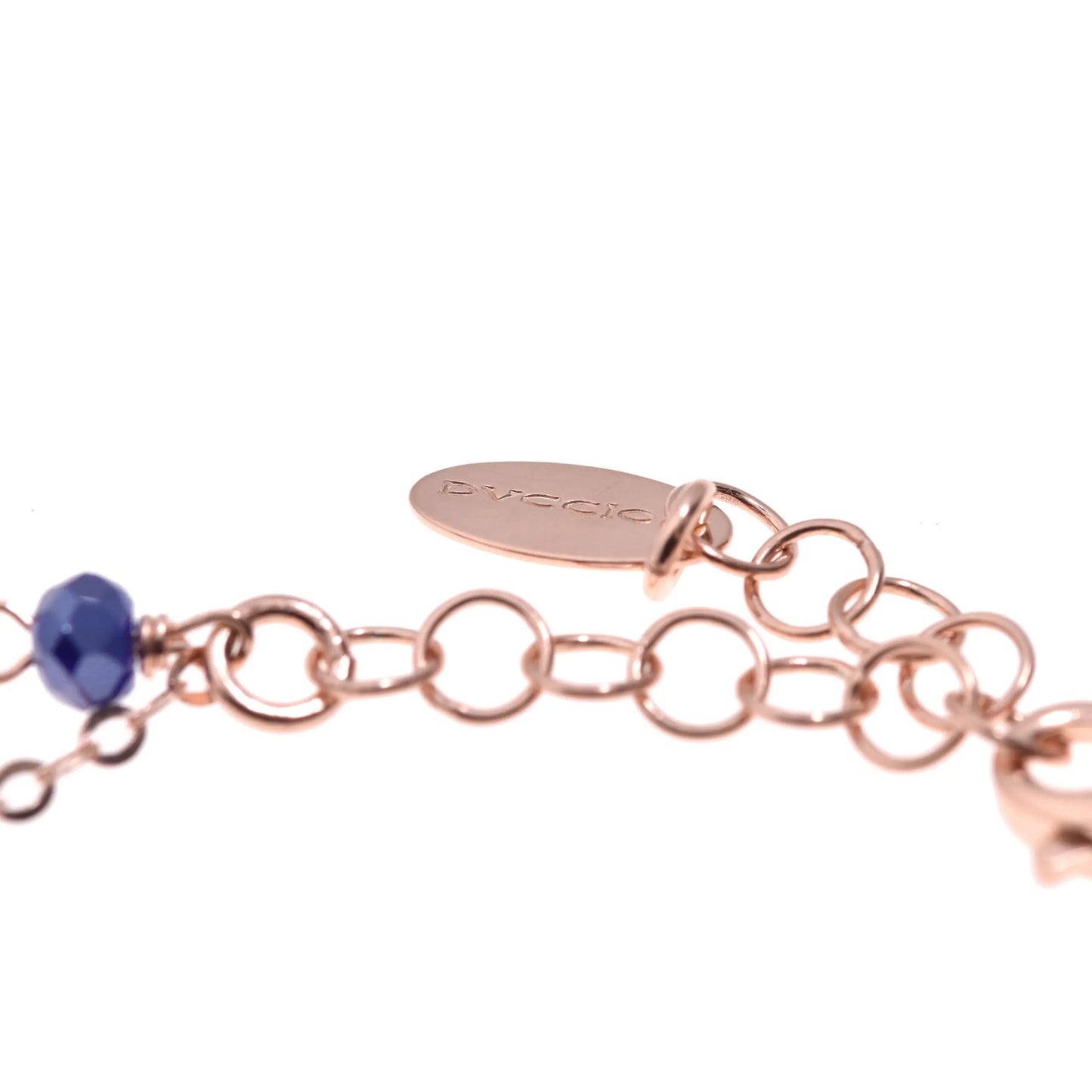 Bracciale Dea placcato in oro rosa con perle, gemme blu e charms stella