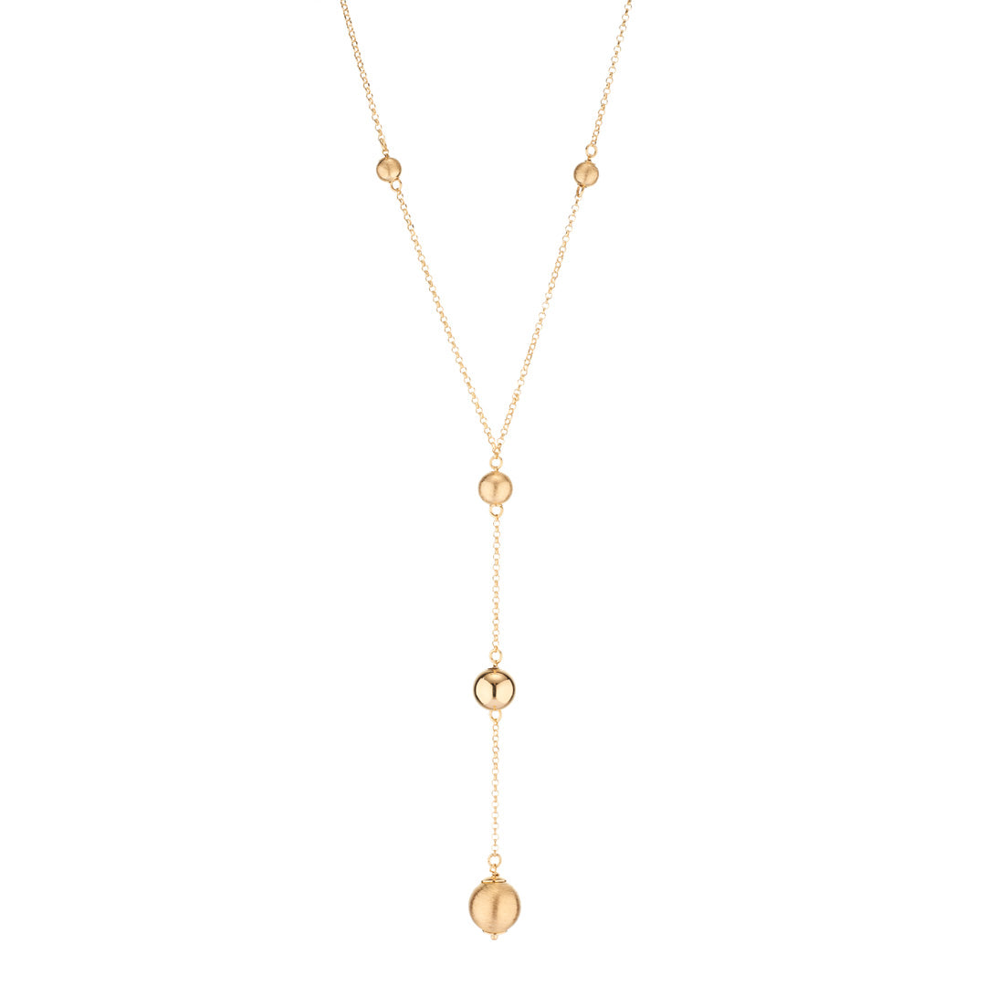 Collana SABA in argento925  a catena pendente con sfere setate  con  placcatura a spessore in oro 24kt