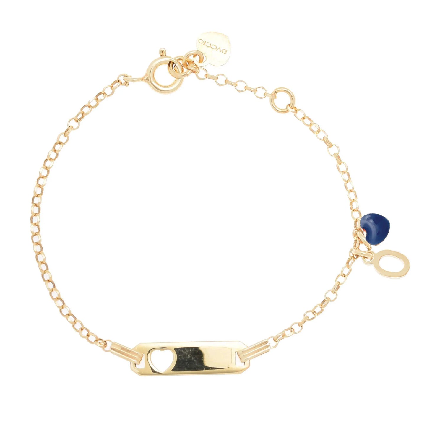 Bracciale argento 925 giallo con cuore blue