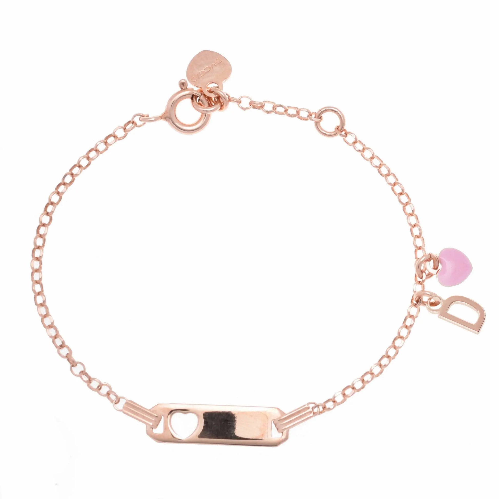 Bracciale rosa in argento 925 con cuore rosa