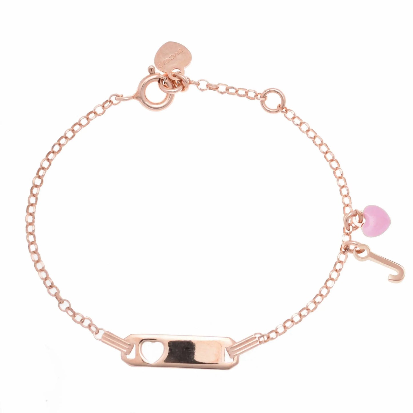 Bracciale rosa in argento 925 con cuore rosa