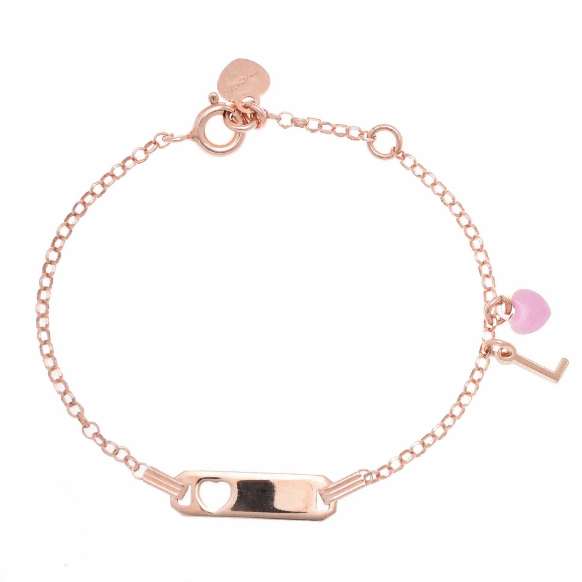 Bracciale rosa in argento 925 con cuore rosa