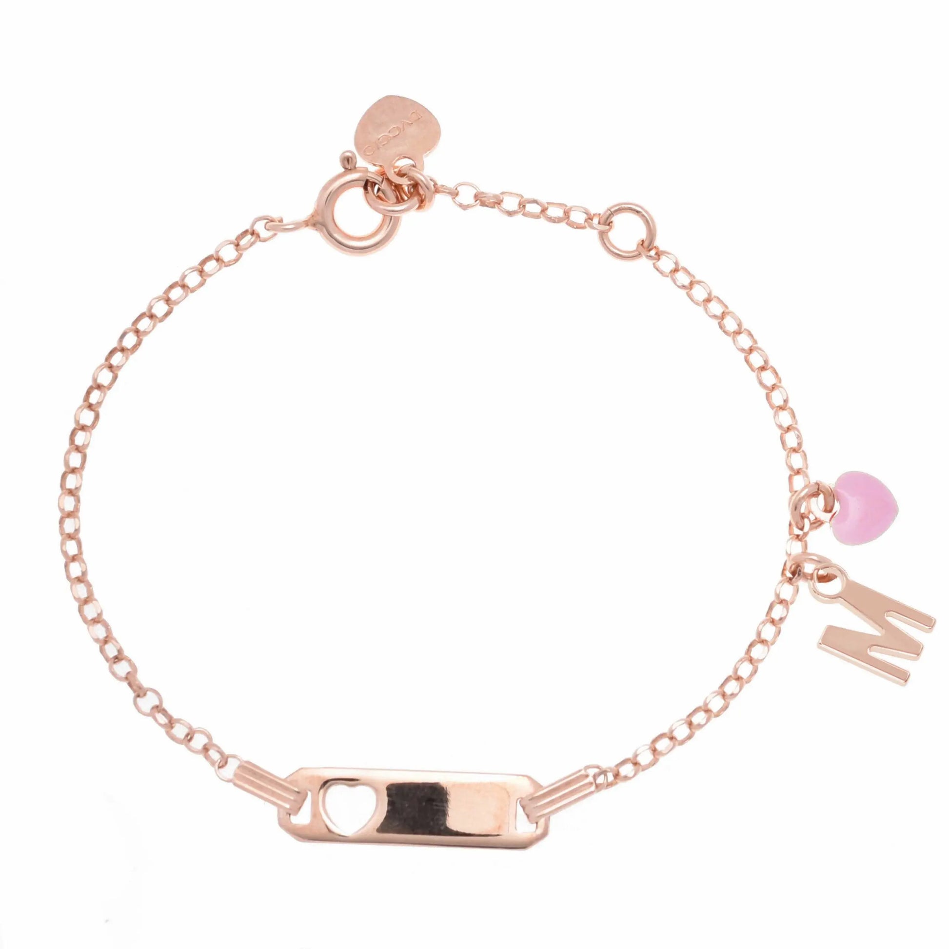 Bracciale rosa in argento 925 con cuore rosa